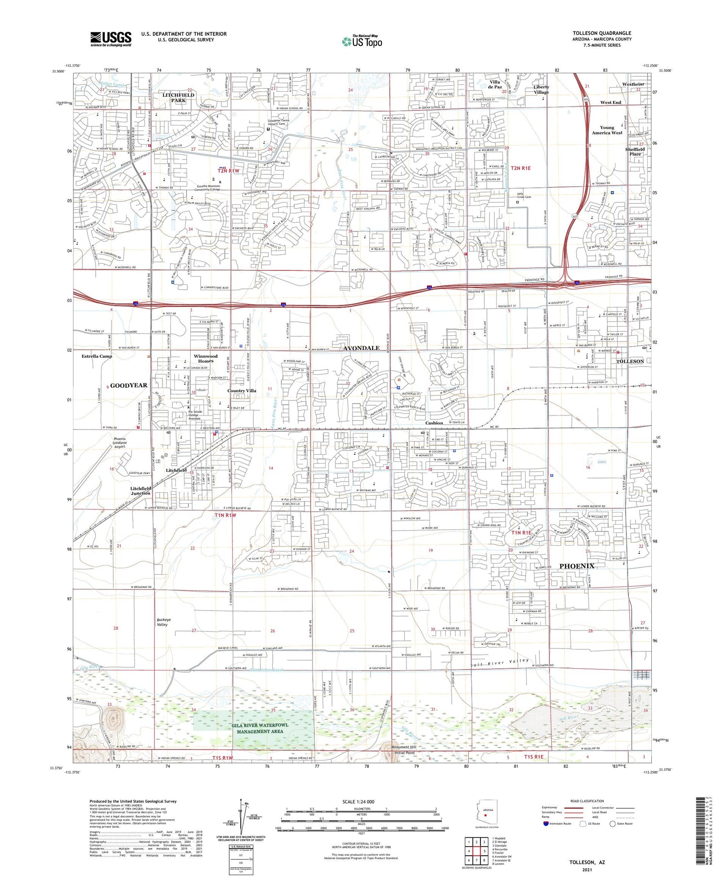 Tolleson Arizona US Topo Map Image