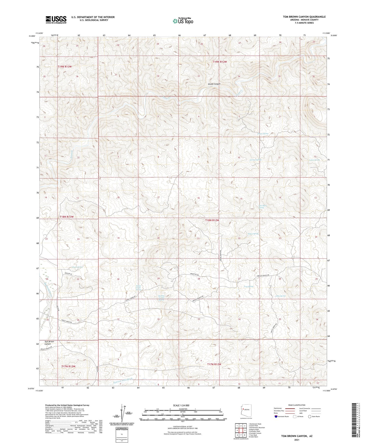 Tom Brown Canyon Arizona US Topo Map Image