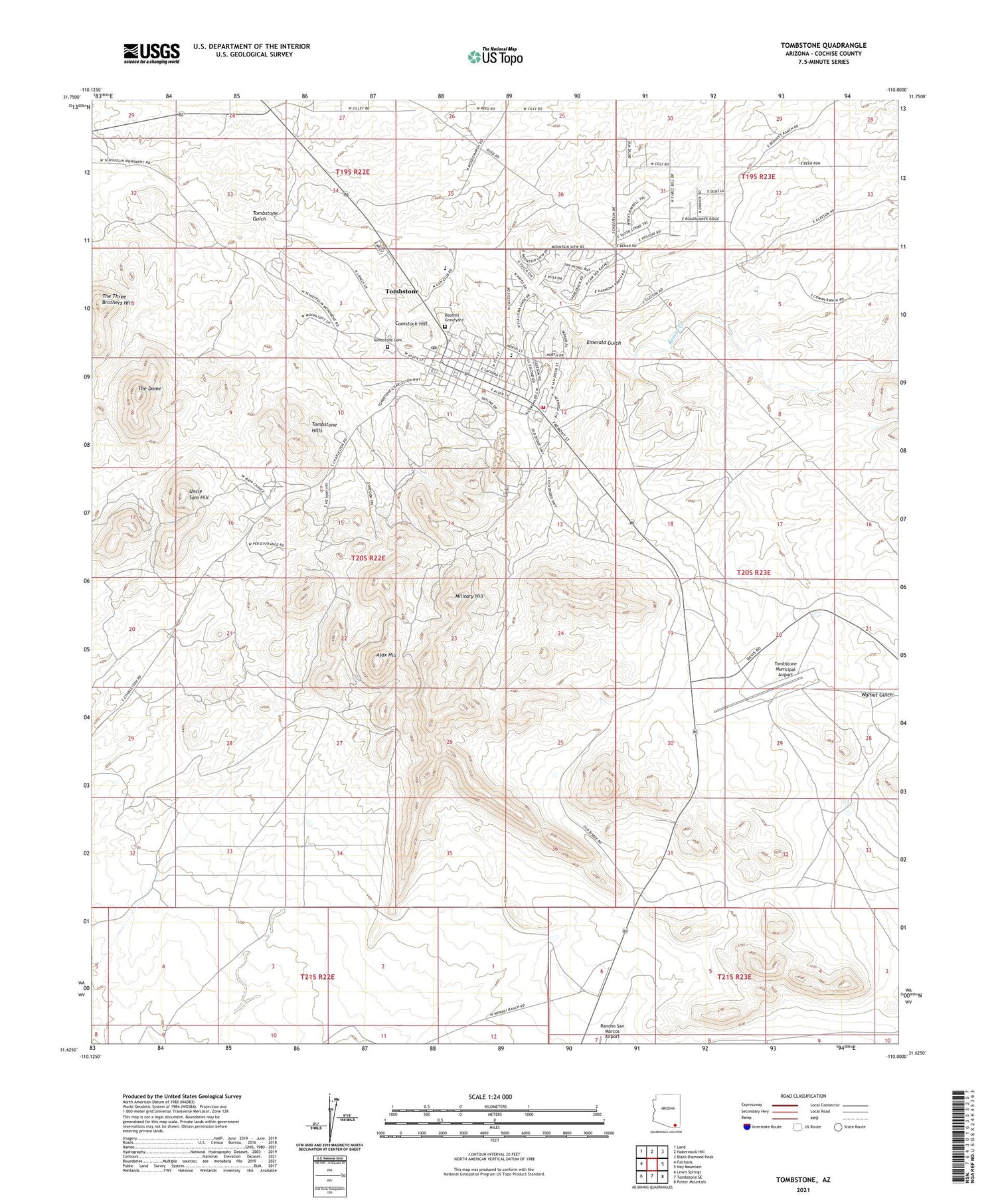 Tombstone Arizona US Topo Map Image