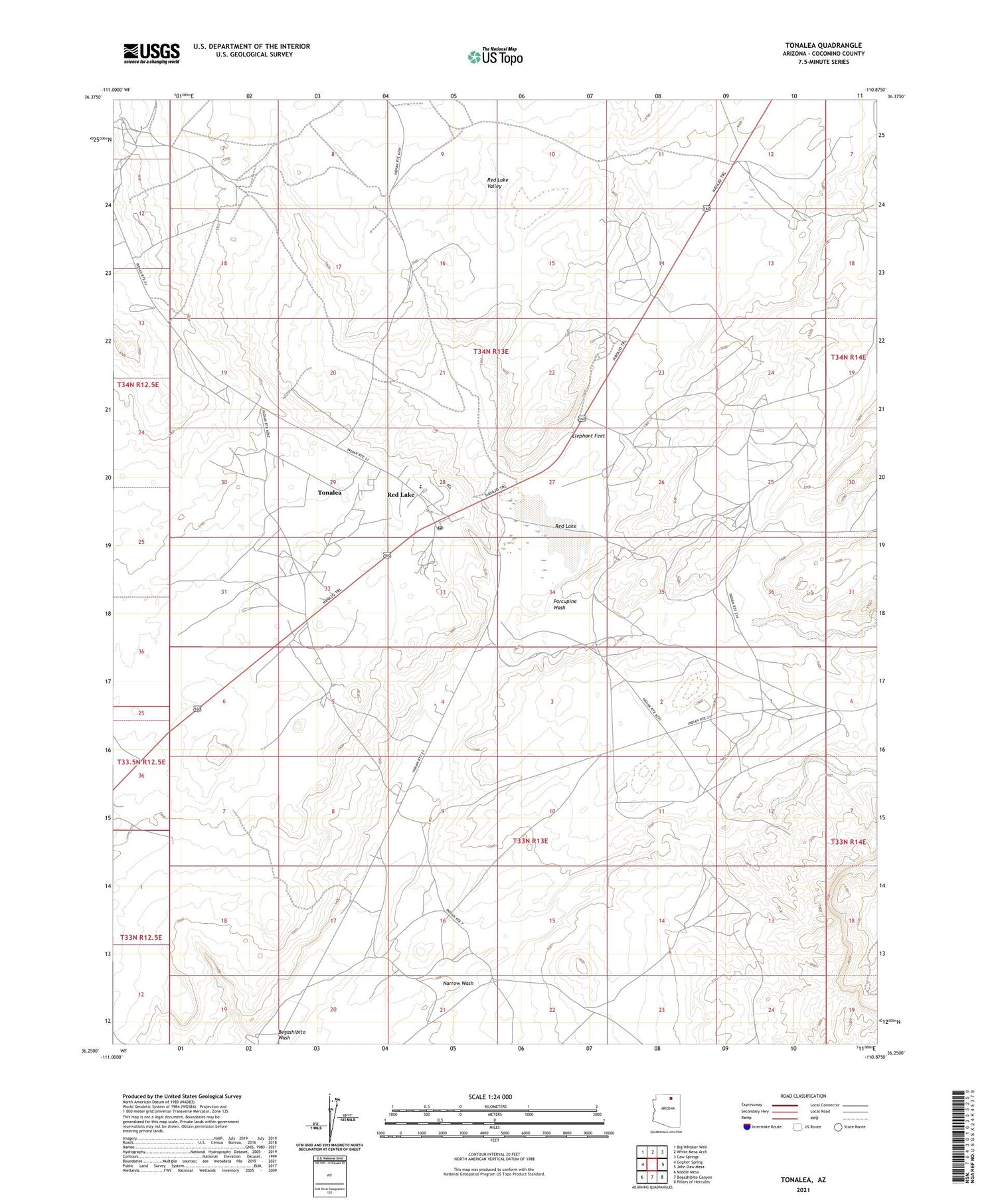 Tonalea Arizona US Topo Map Image