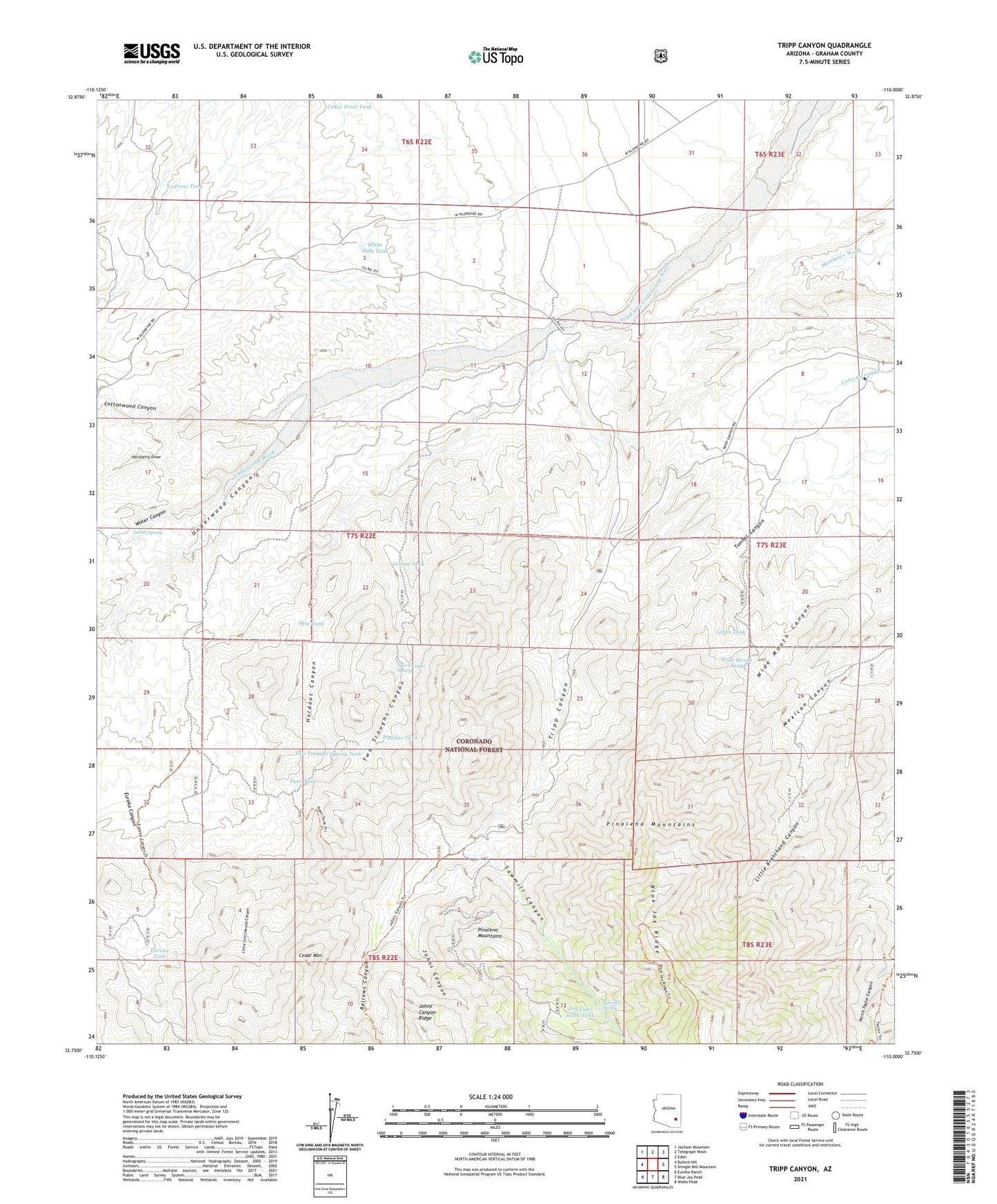 Tripp Canyon Arizona US Topo Map Image