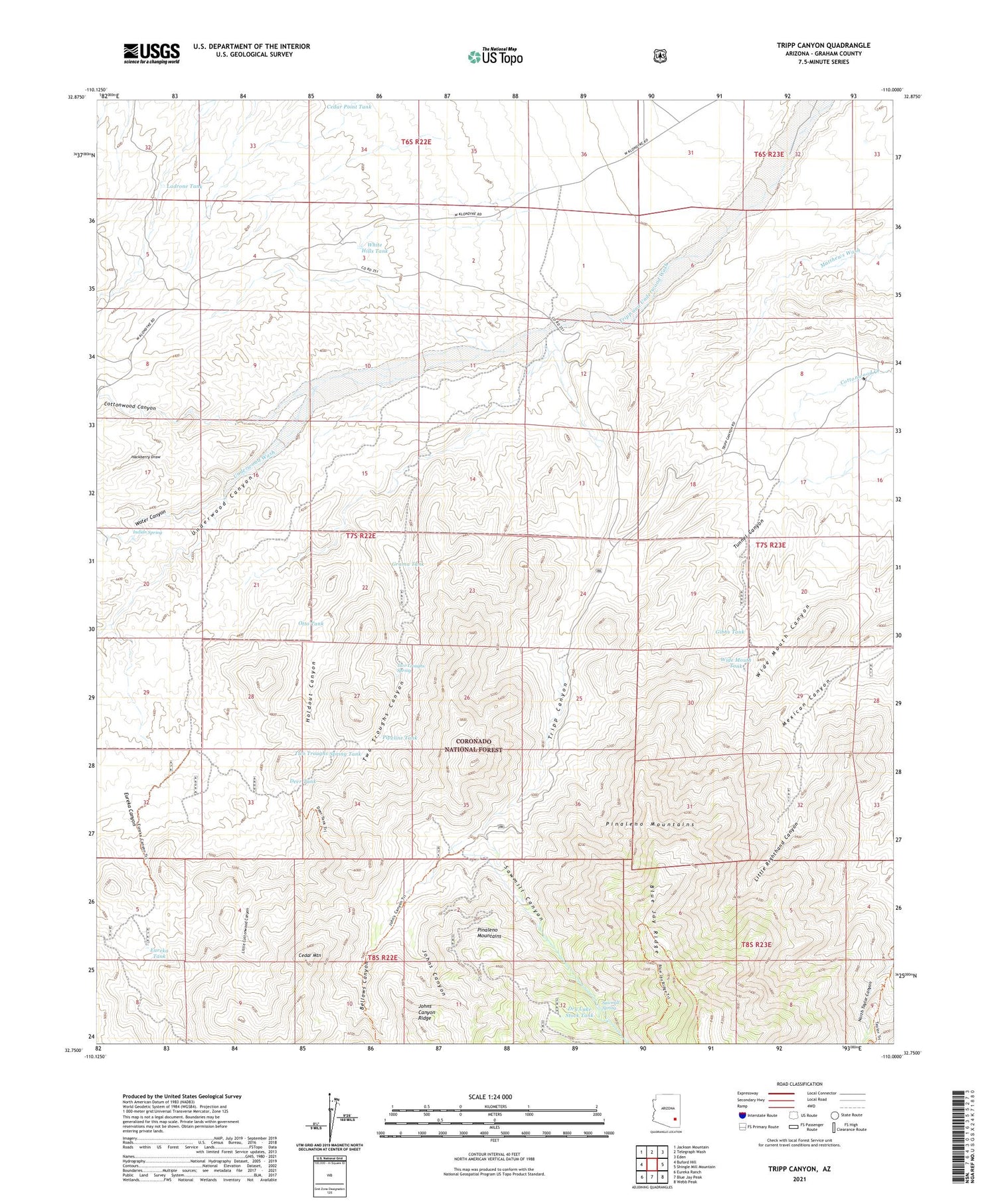 Tripp Canyon Arizona US Topo Map Image