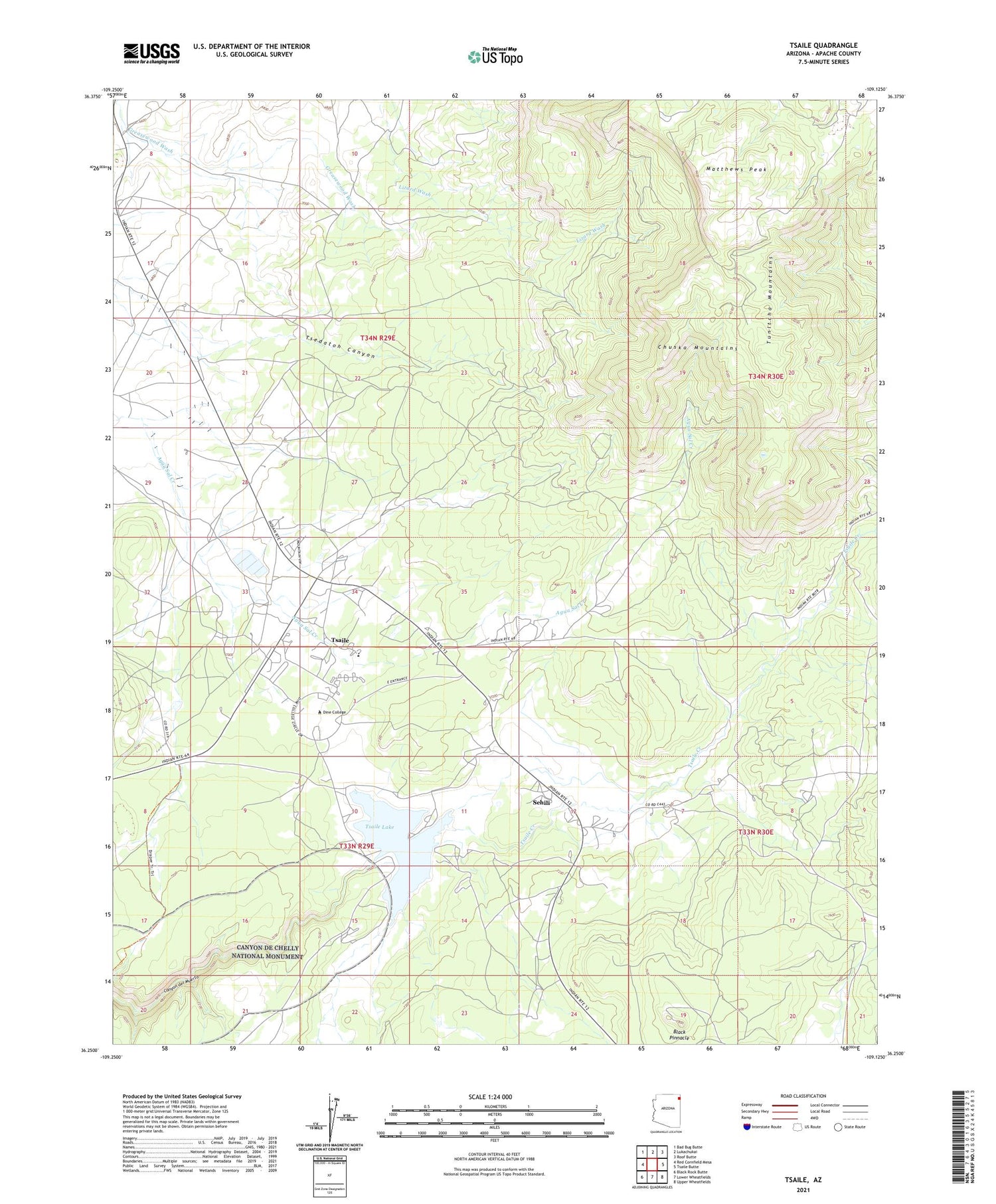 Tsaile Arizona US Topo Map Image