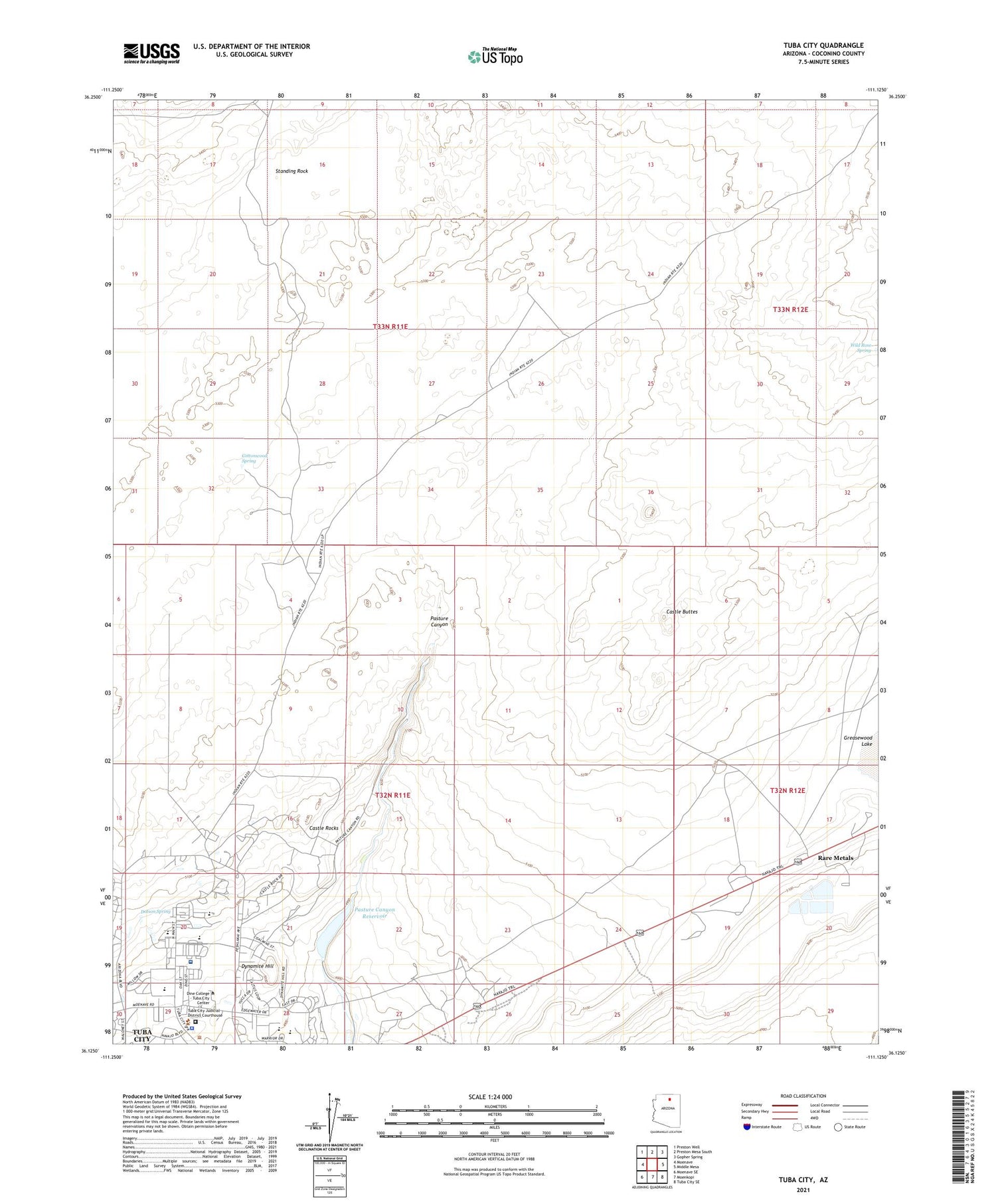 Tuba City Arizona US Topo Map Image