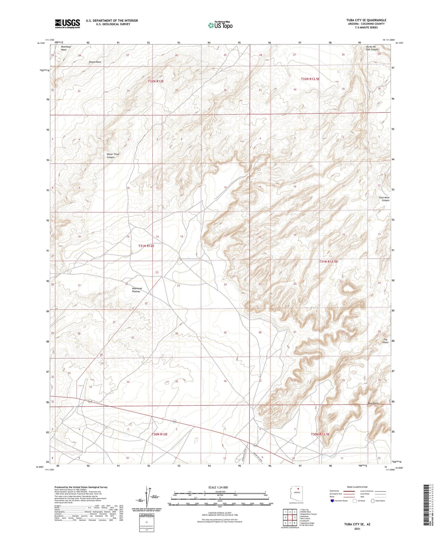 Tuba City SE Arizona US Topo Map Image