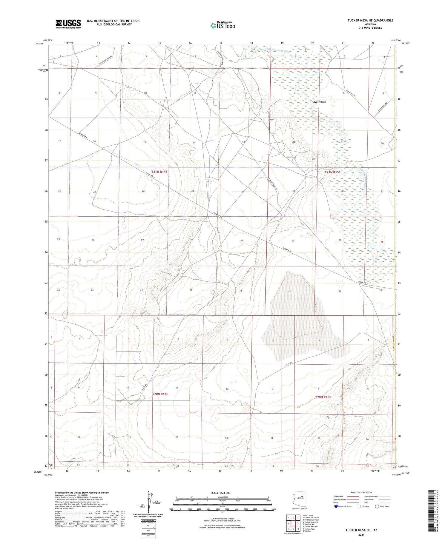 Tucker Mesa NE Arizona US Topo Map Image