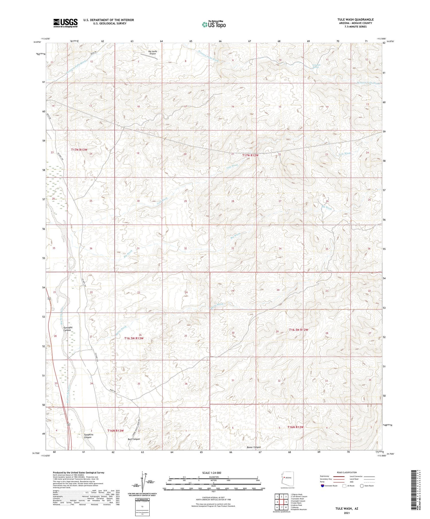 Tule Wash Arizona US Topo Map Image