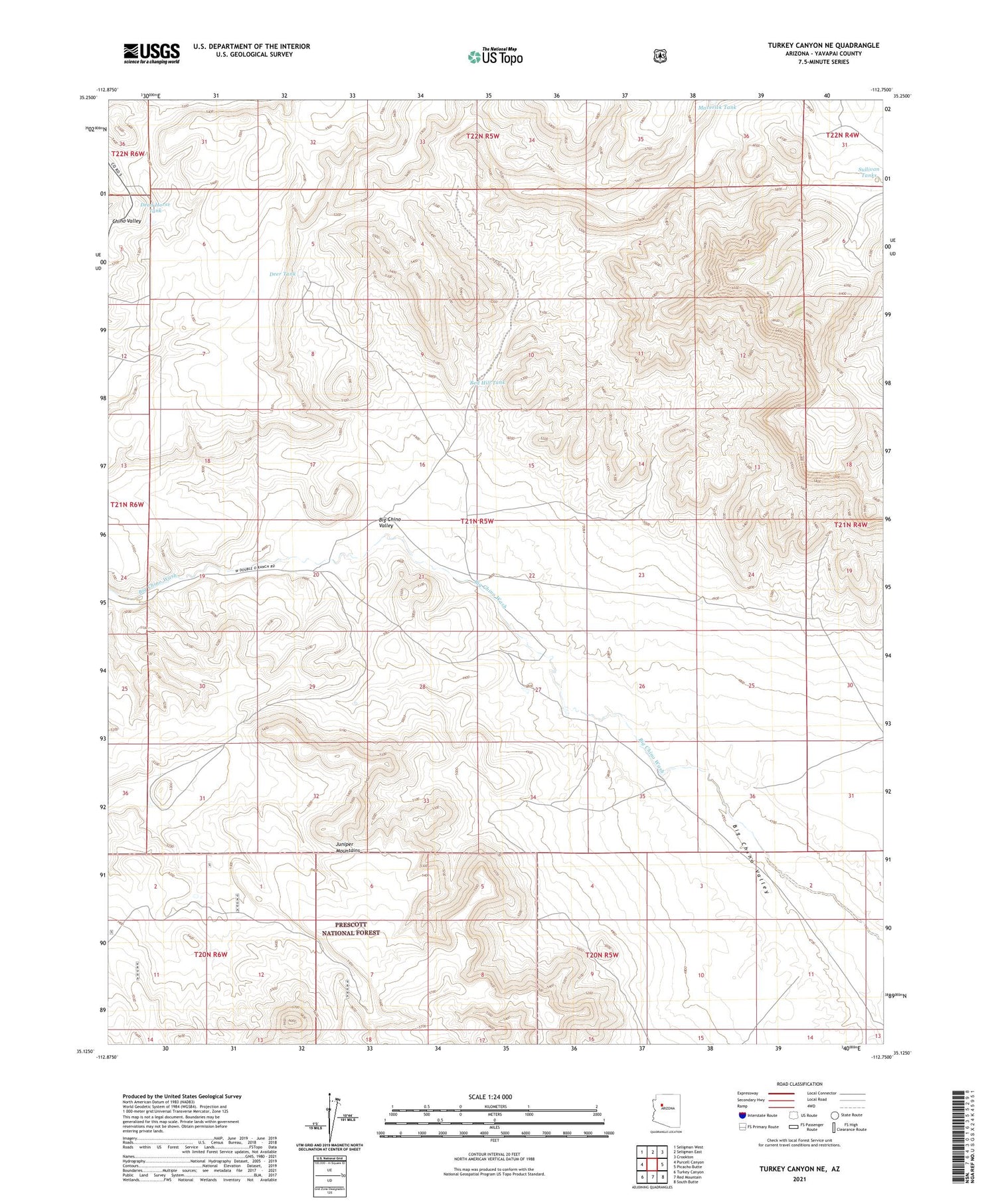 Turkey Canyon NE Arizona US Topo Map Image
