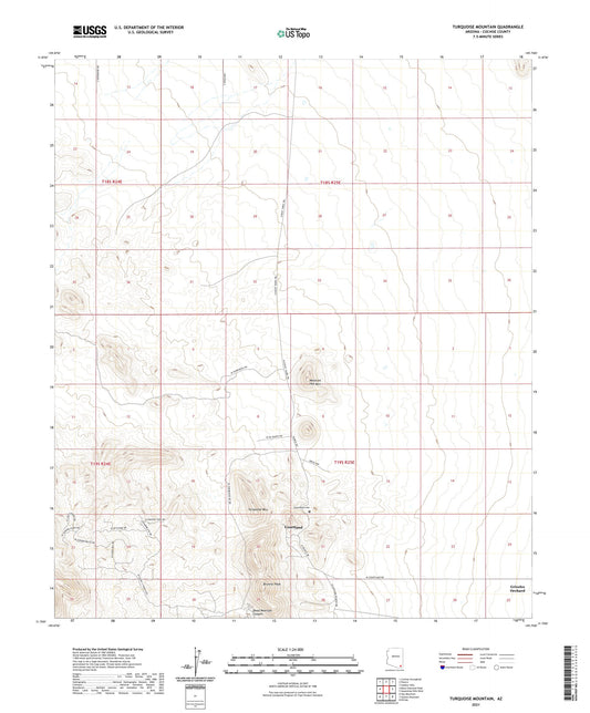 Turquoise Mountain Arizona US Topo Map Image