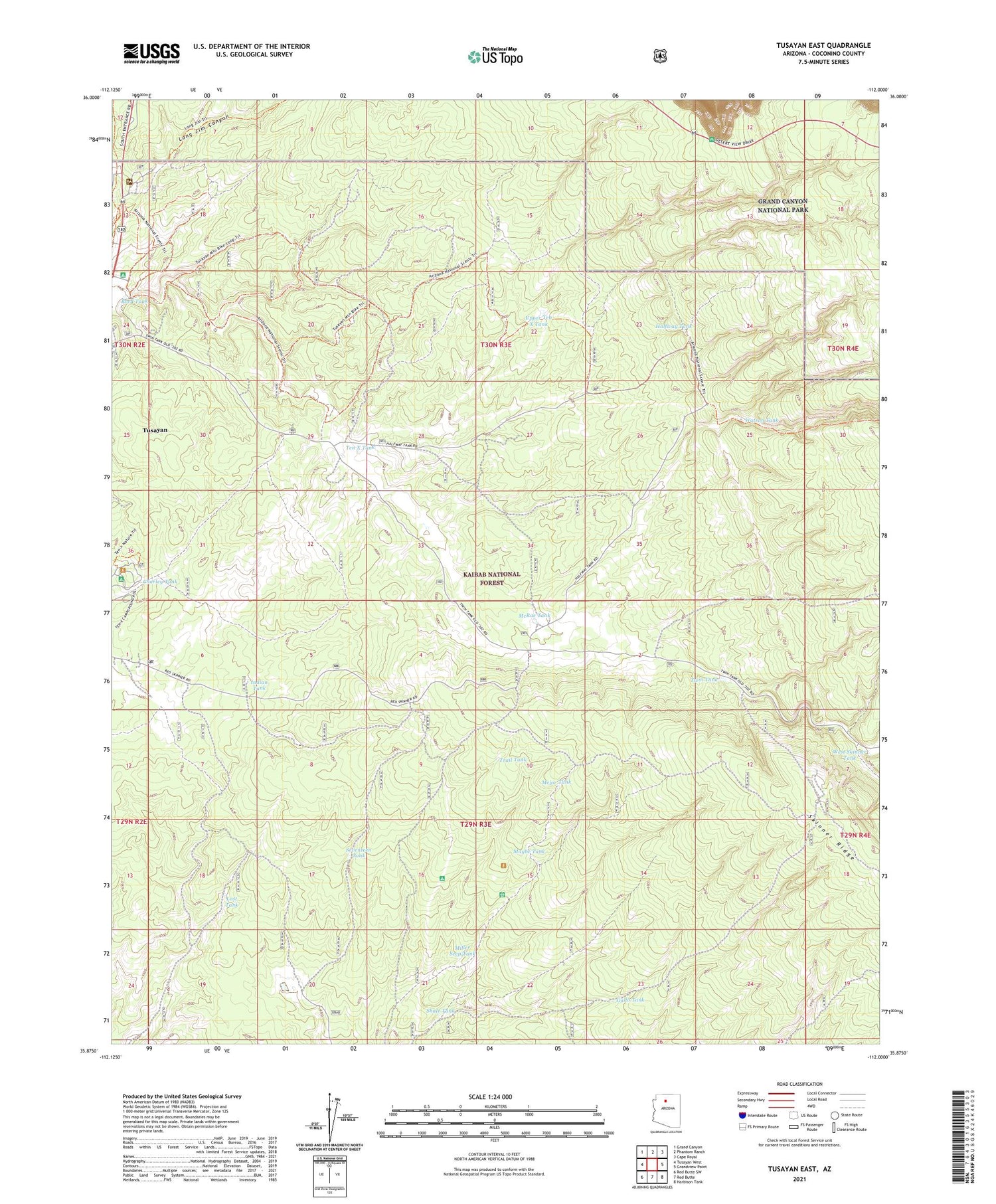 Tusayan East Arizona US Topo Map Image