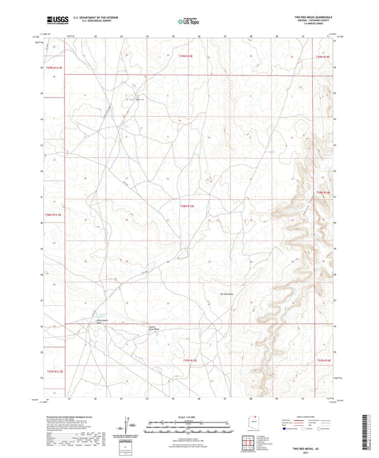 Two Red Mesas Arizona US Topo Map Image