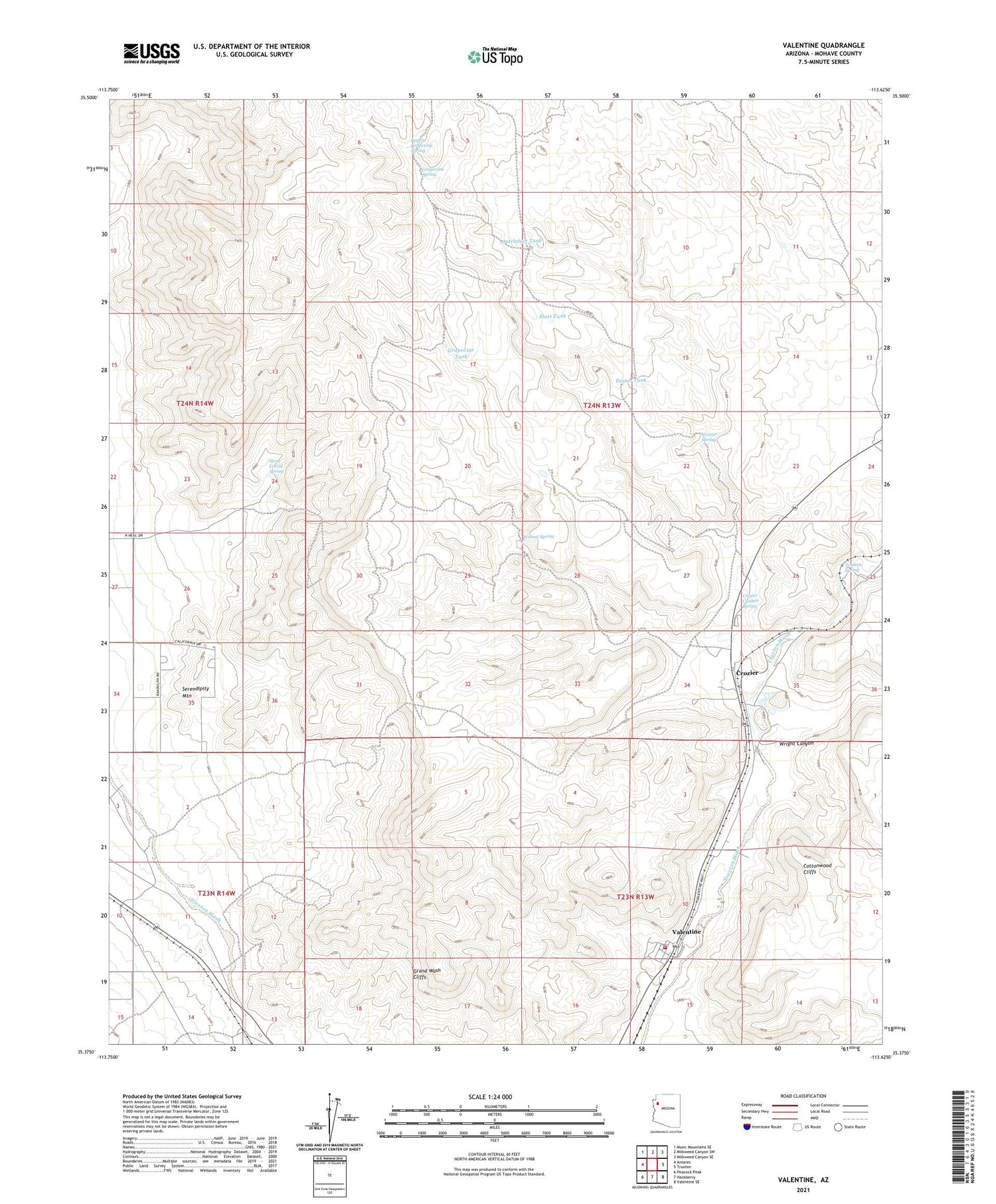 Valentine Arizona US Topo Map Image