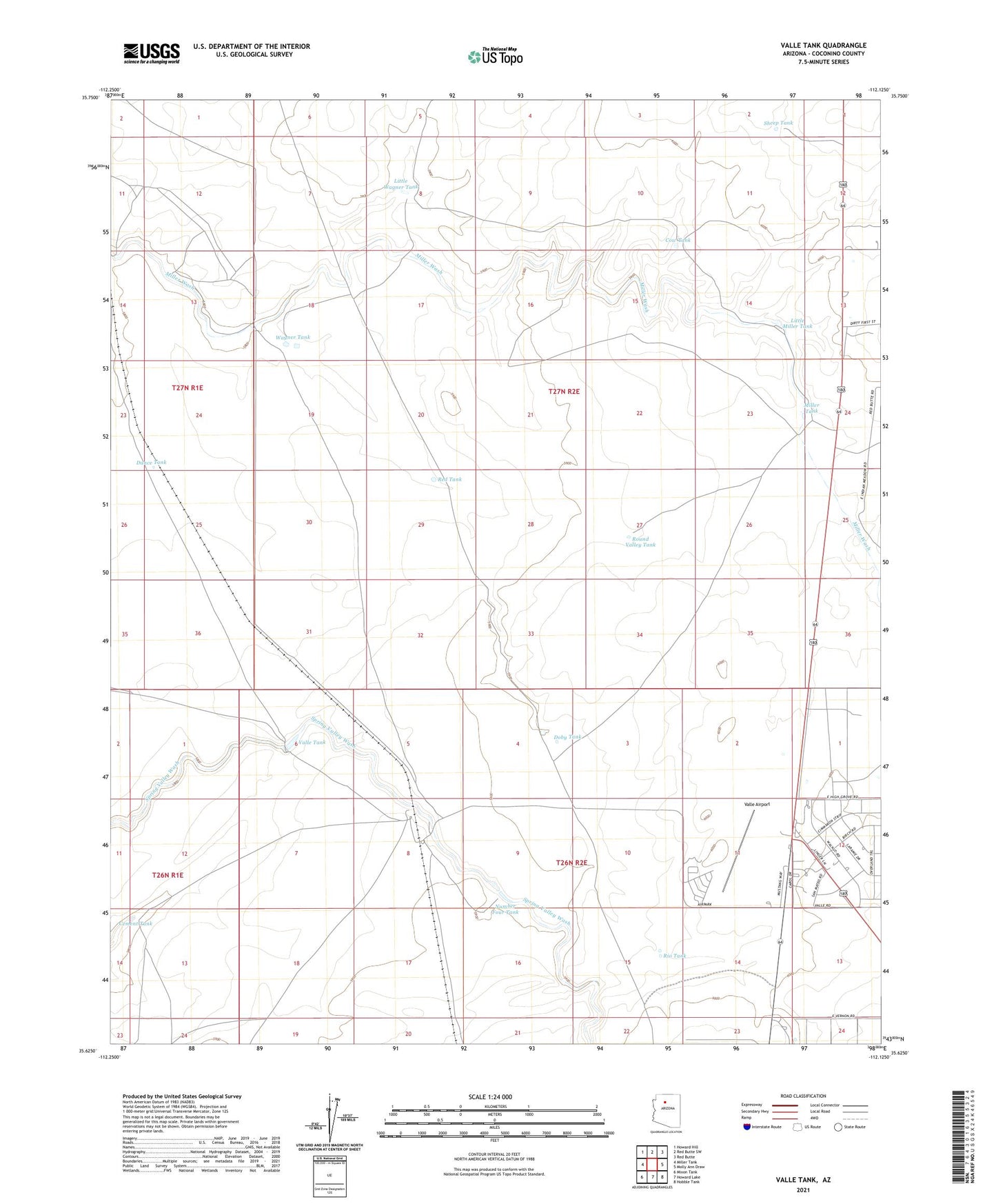 Valle Tank Arizona US Topo Map Image