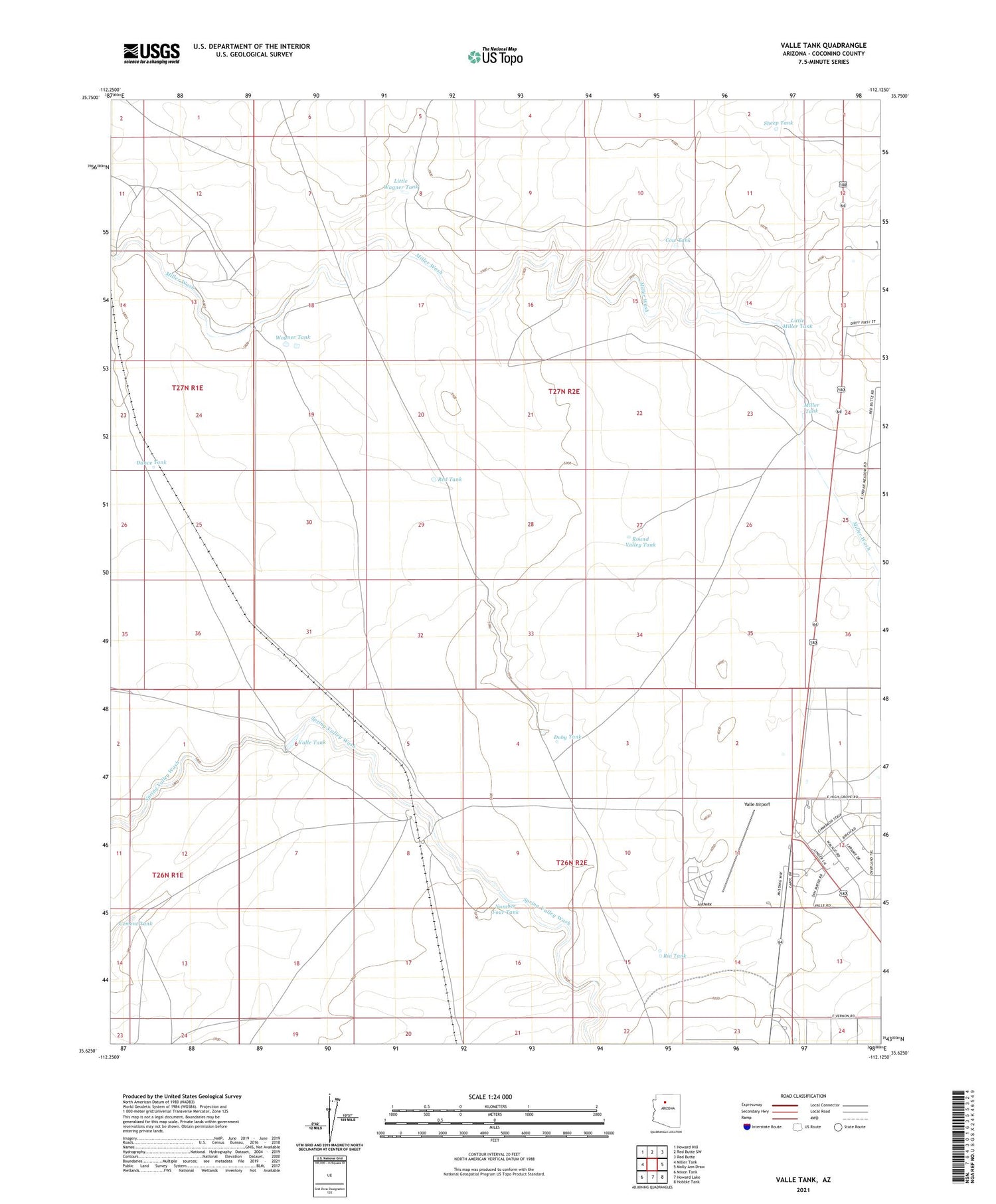 Valle Tank Arizona US Topo Map Image