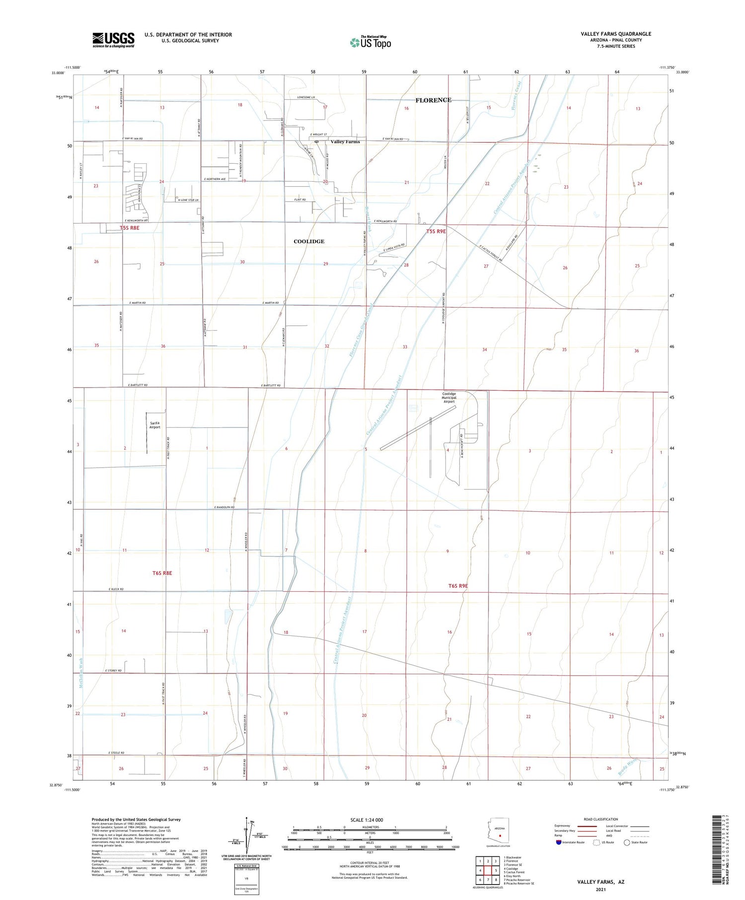 Valley Farms Arizona US Topo Map Image