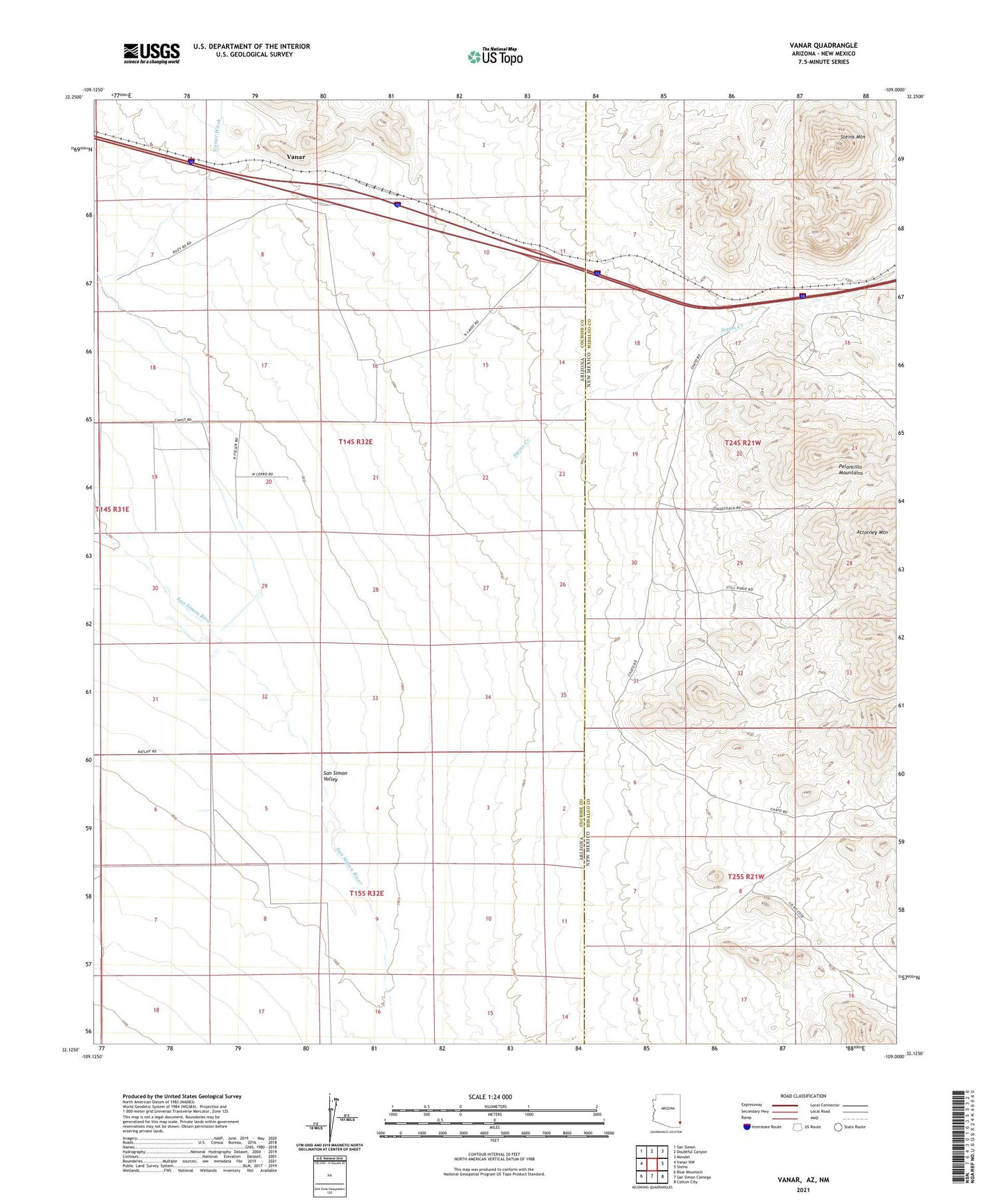 Vanar Arizona US Topo Map Image