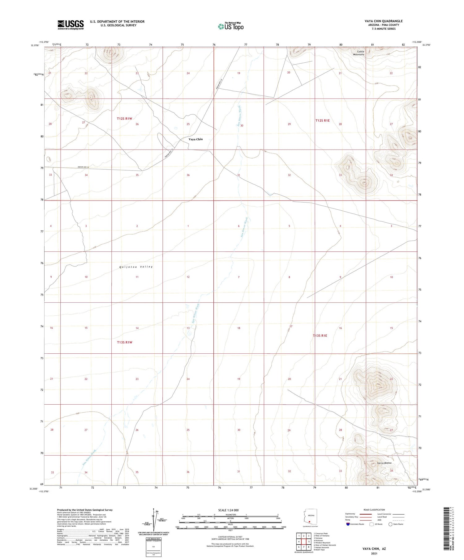 Vaya Chin Arizona US Topo Map Image