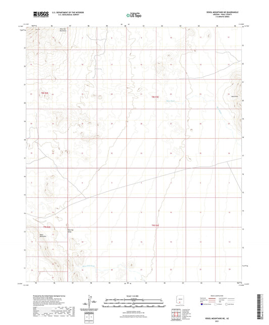 Vekol Mountains NE Arizona US Topo Map Image