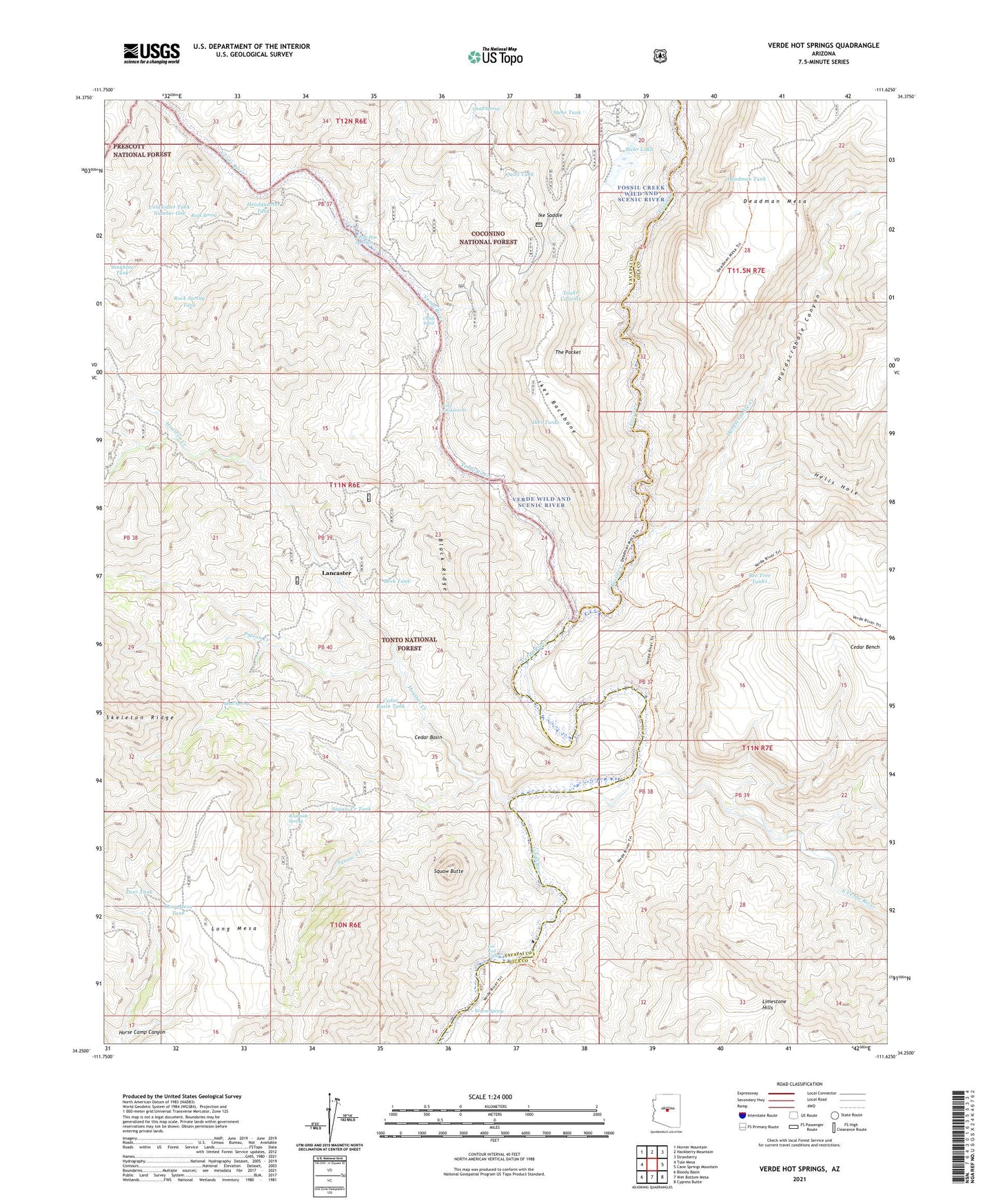 Verde Hot Springs Arizona US Topo Map Image