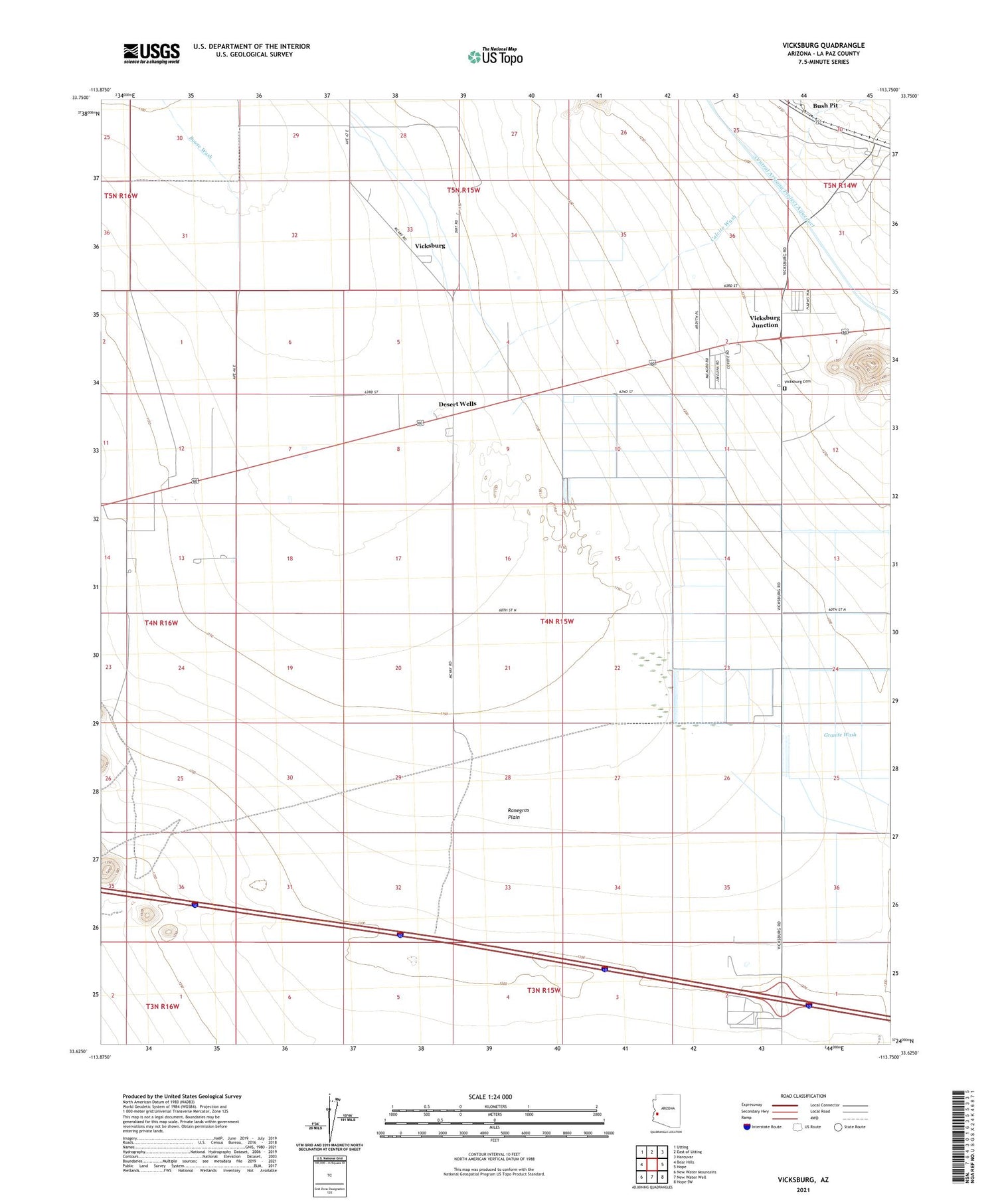 Vicksburg Arizona US Topo Map Image