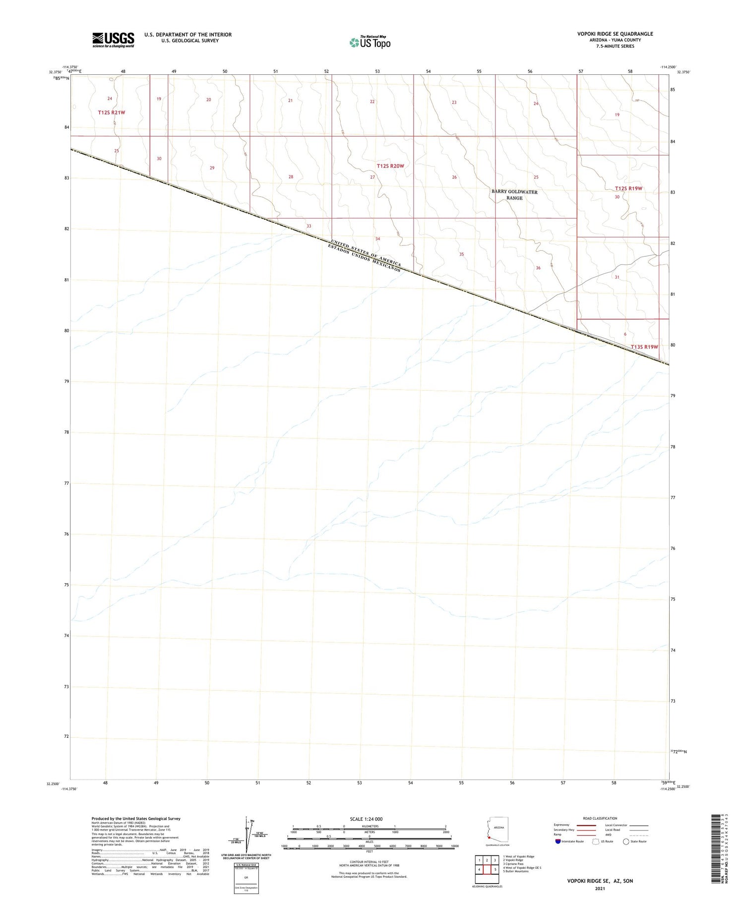 Vopoki Ridge SE Arizona US Topo Map Image