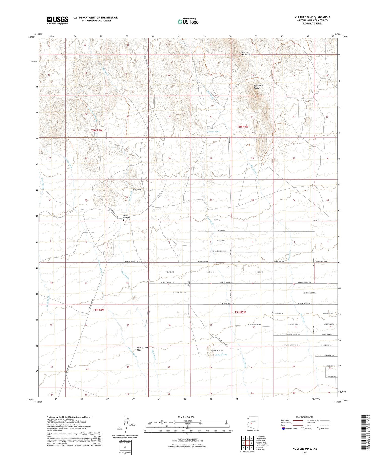 Vulture Mine Arizona US Topo Map Image