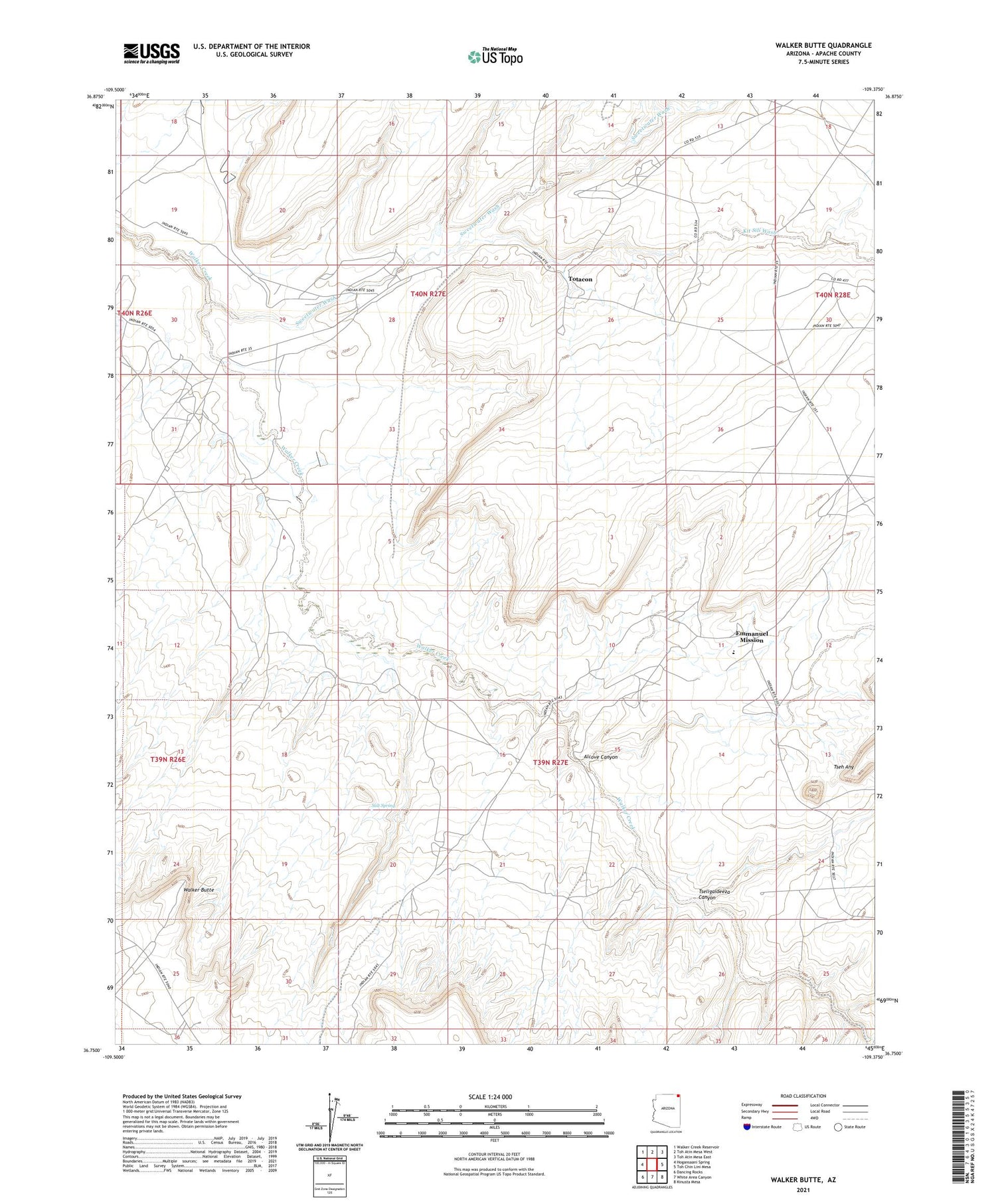 Walker Butte Arizona US Topo Map Image