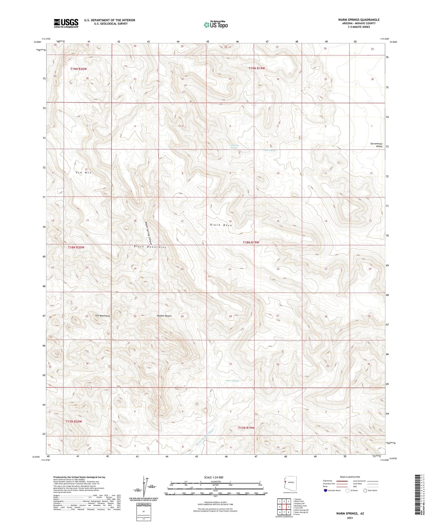 Warm Springs Arizona US Topo Map Image