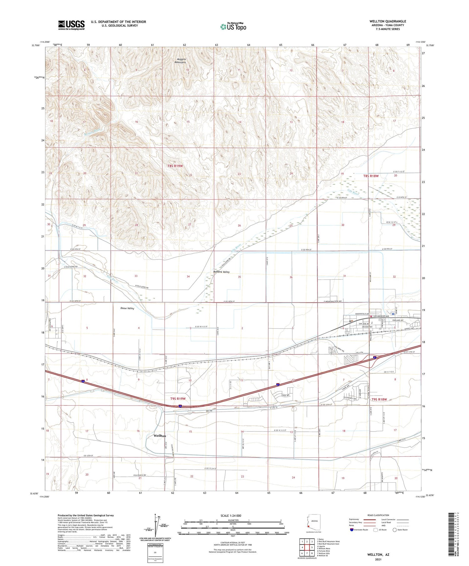 Wellton Arizona US Topo Map Image