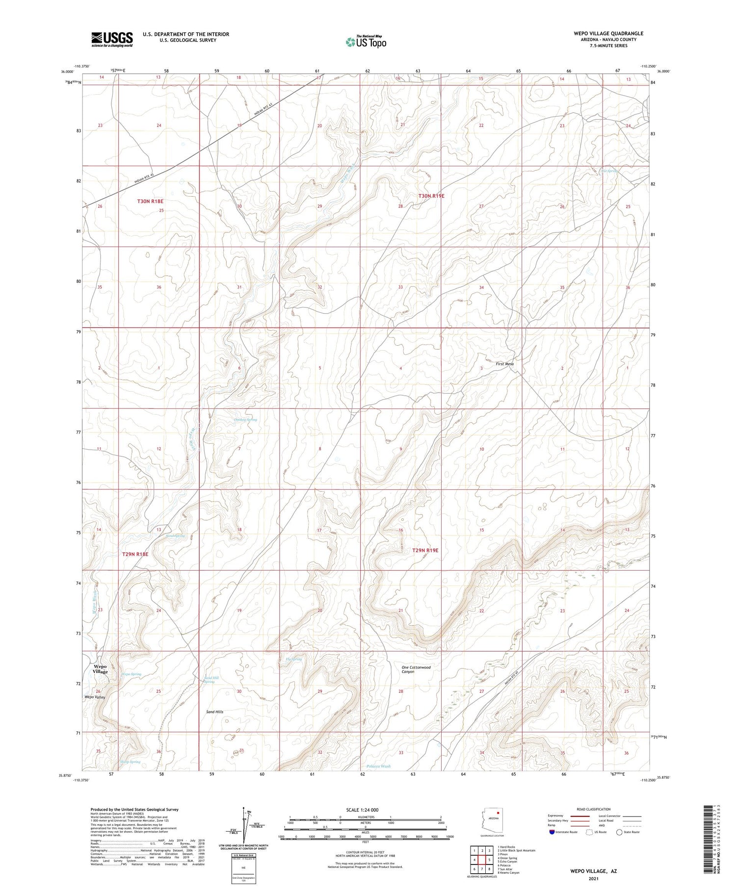 Wepo Village Arizona US Topo Map Image