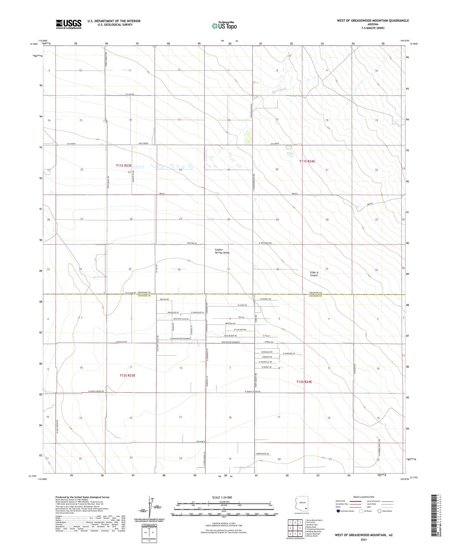 West of Greasewood Mountain Arizona US Topo Map Image