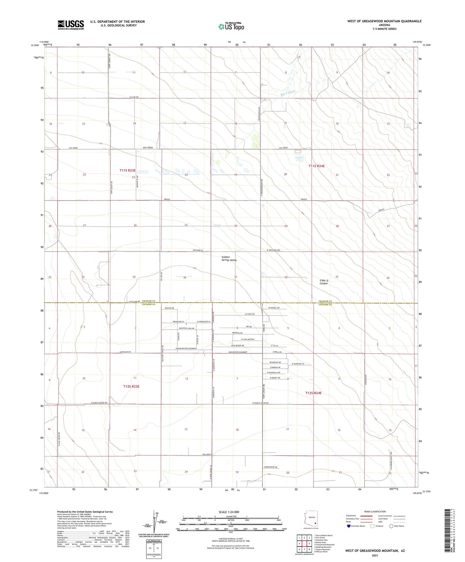 West of Greasewood Mountain Arizona US Topo Map Image