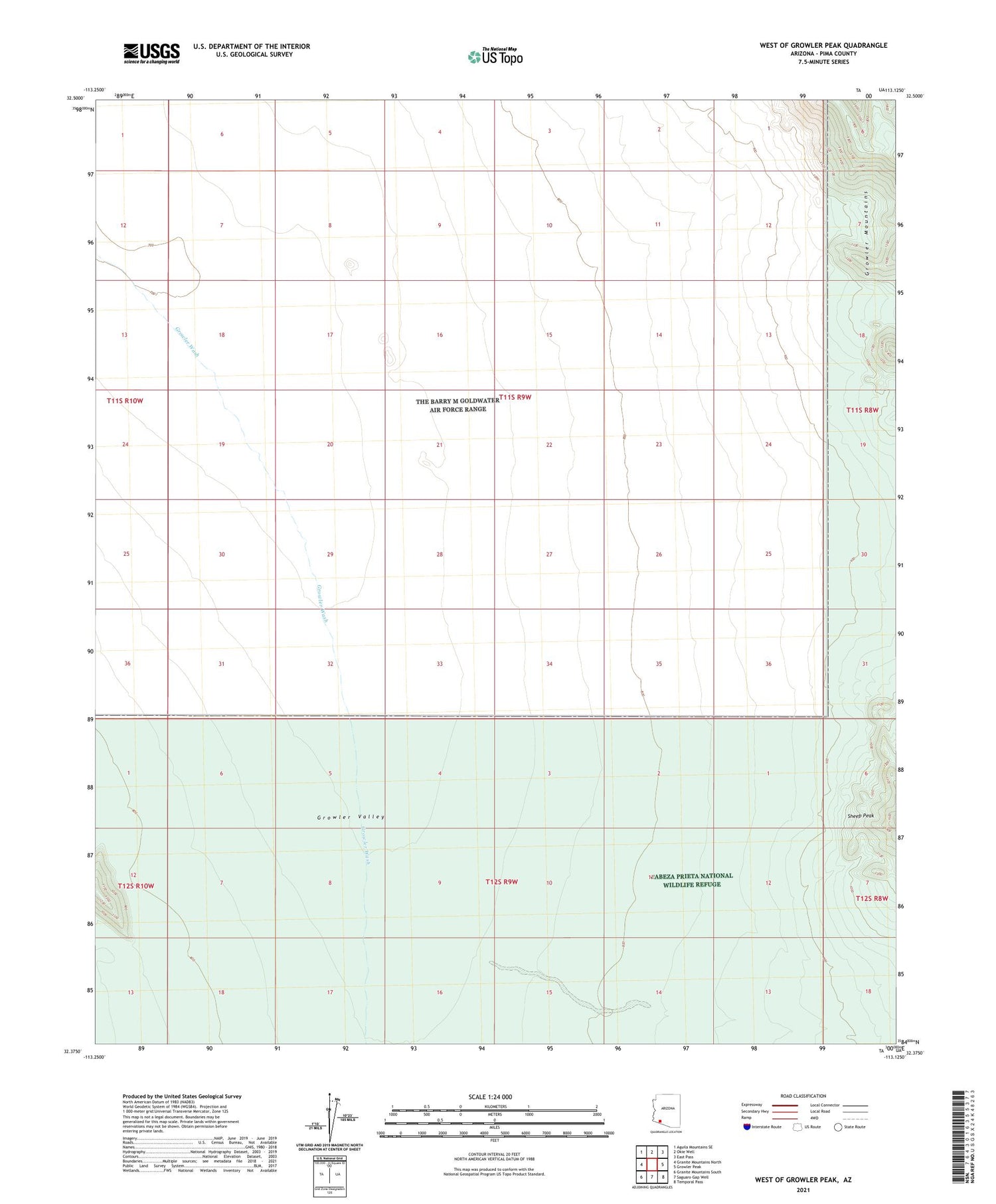 West of Growler Peak Arizona US Topo Map Image