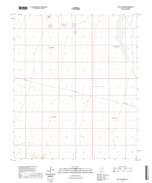 West of Pisinimo Arizona US Topo Map Image