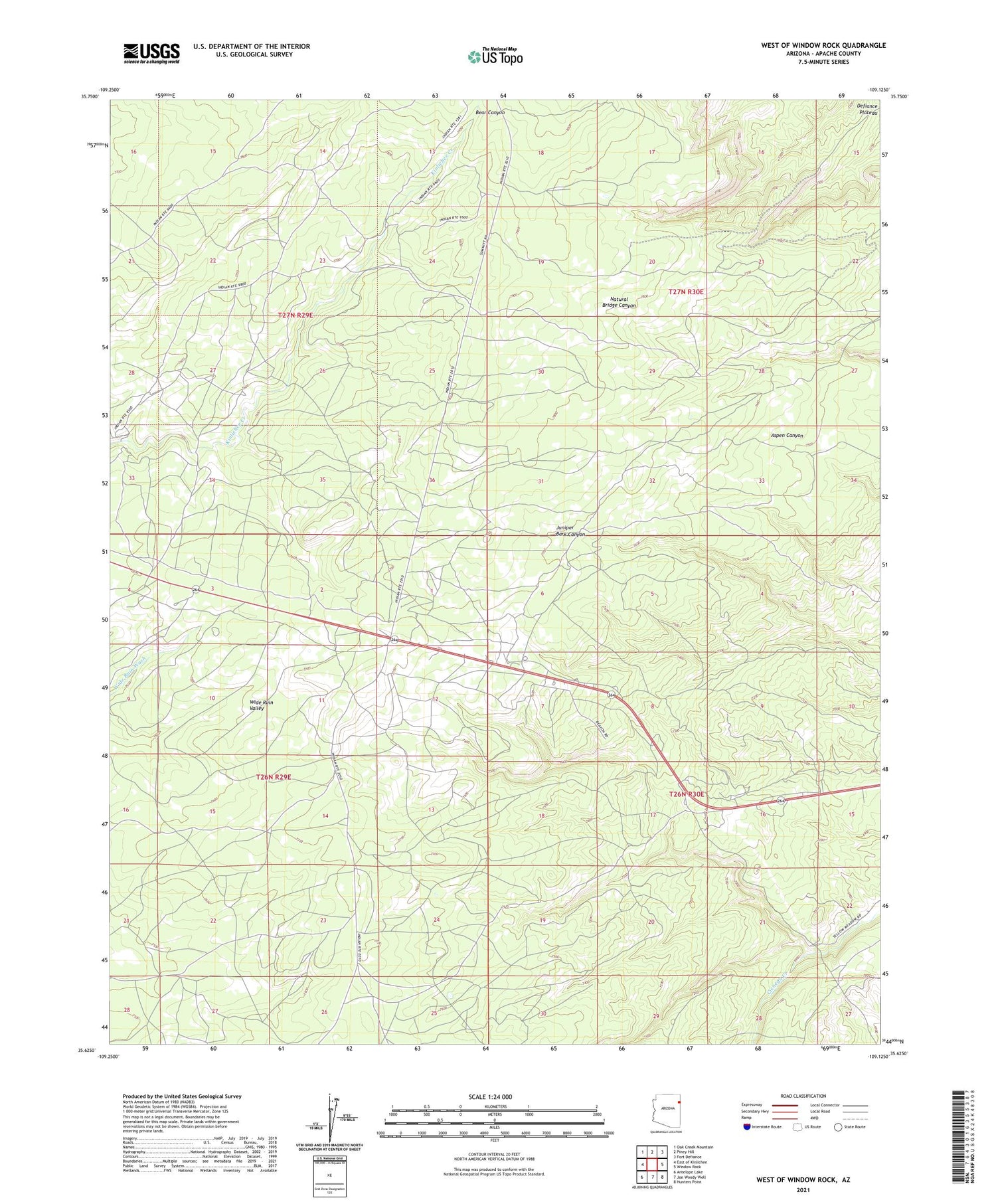 West of Window Rock Arizona US Topo Map Image