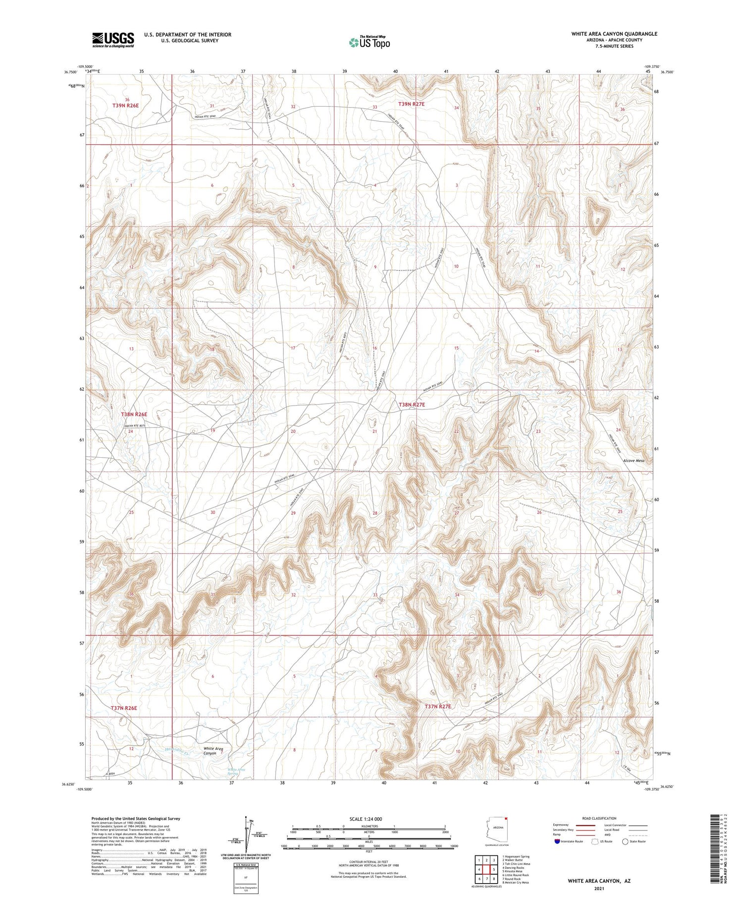 White Area Canyon Arizona US Topo Map Image