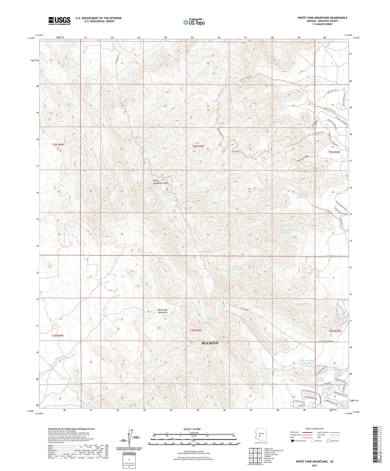White Tank Mountains Arizona US Topo Map Image