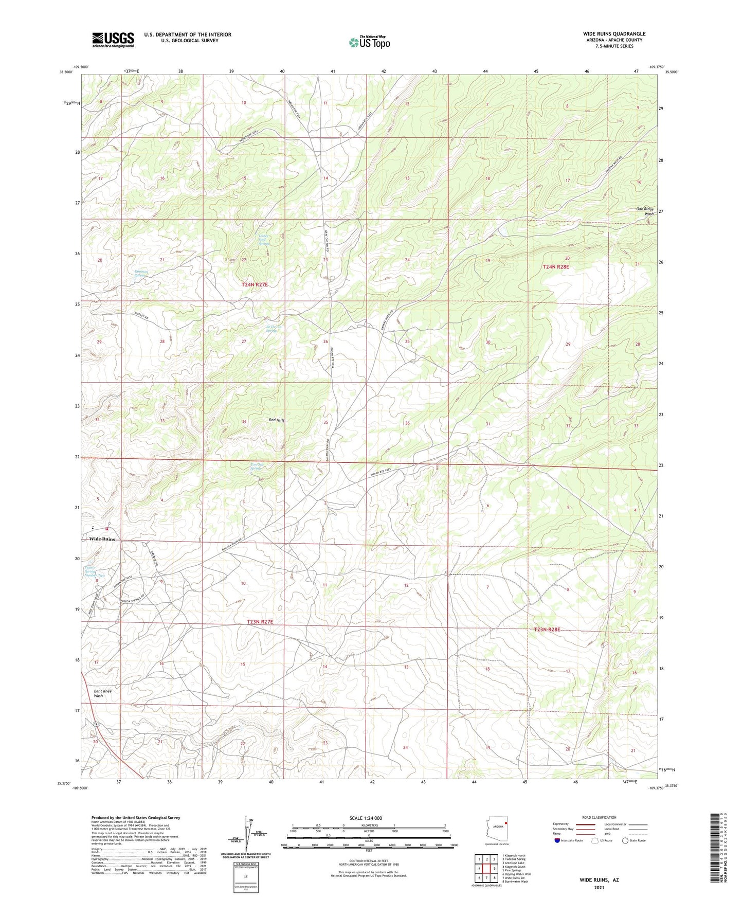 Wide Ruins Arizona US Topo Map Image