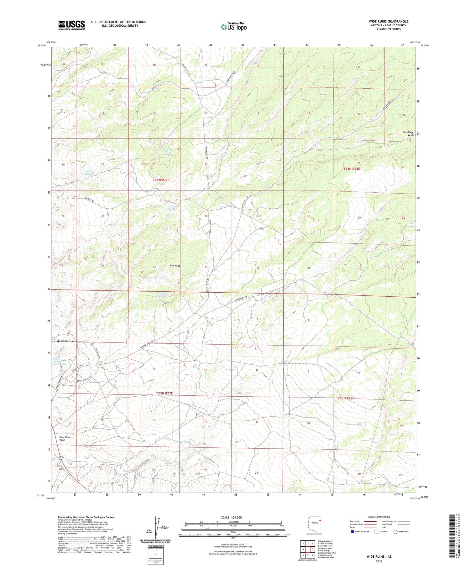 Wide Ruins Arizona US Topo Map Image