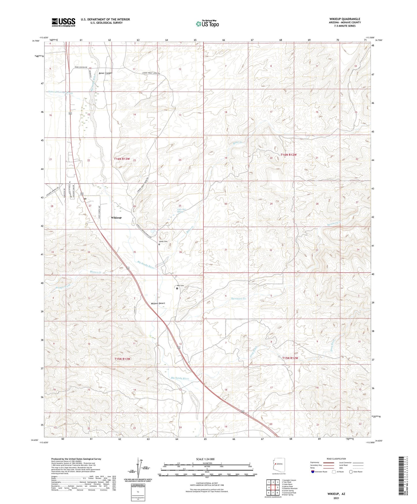 Wikieup Arizona US Topo Map Image
