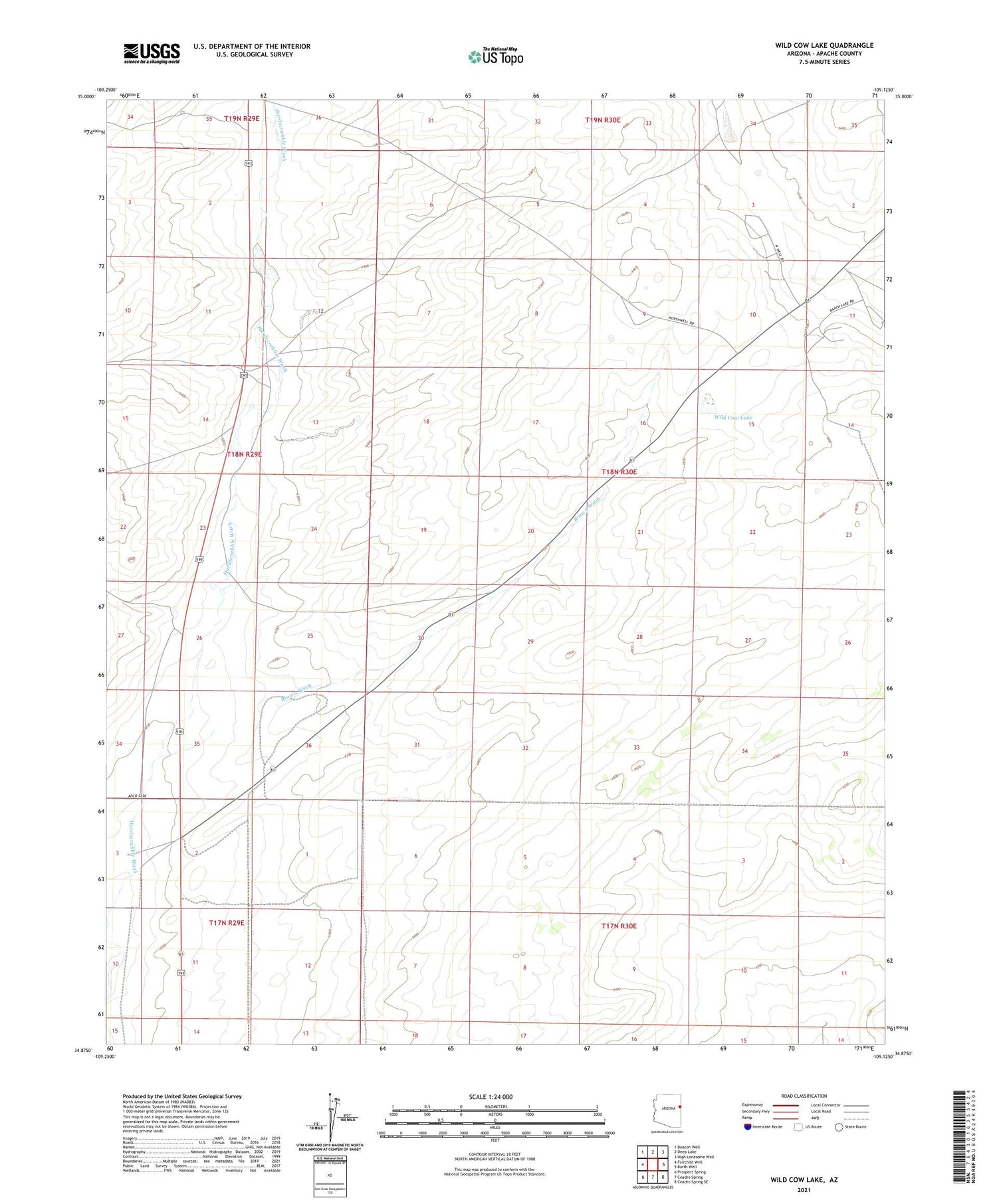 Wild Cow Lake Arizona US Topo Map Image