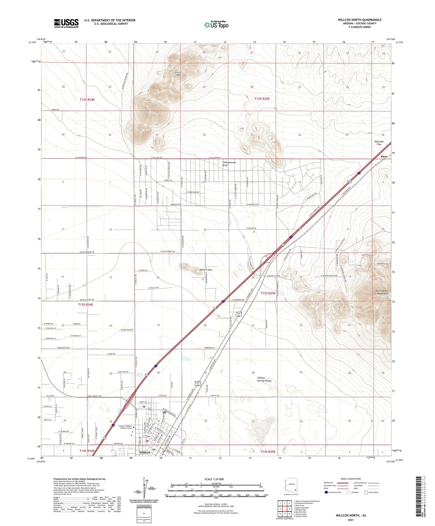 Willcox North Arizona US Topo Map Image