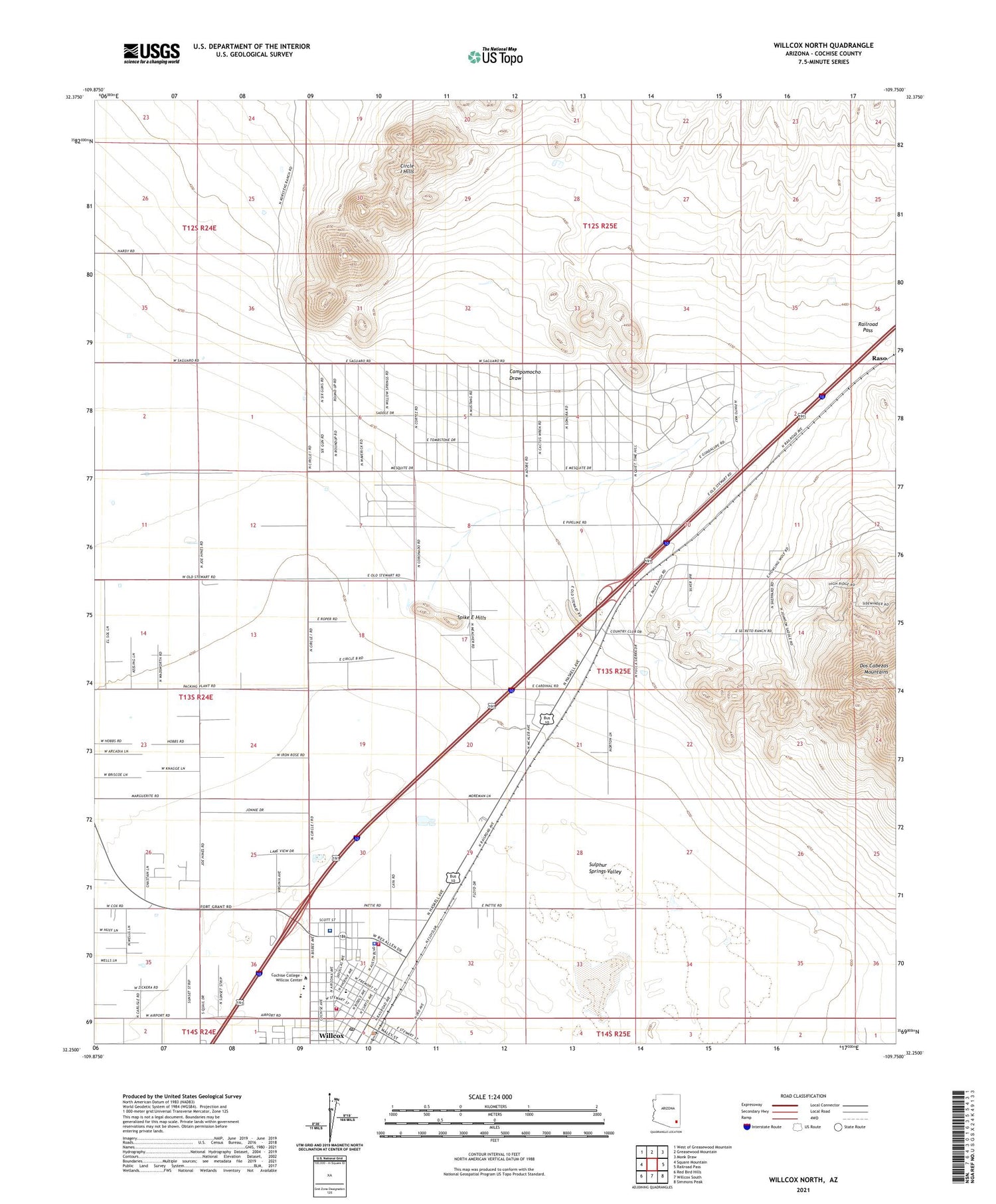 Willcox North Arizona US Topo Map Image