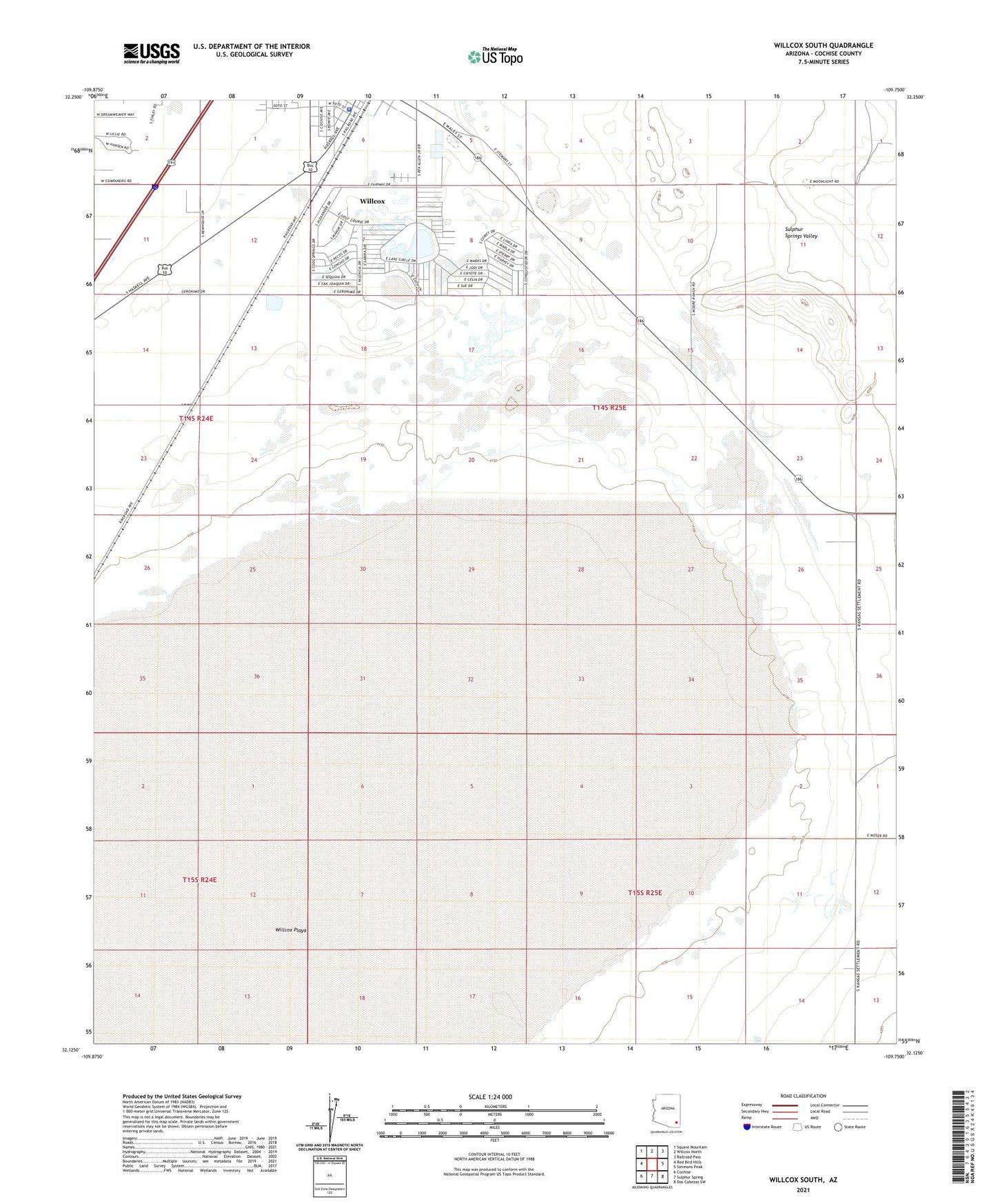 Willcox South Arizona US Topo Map Image