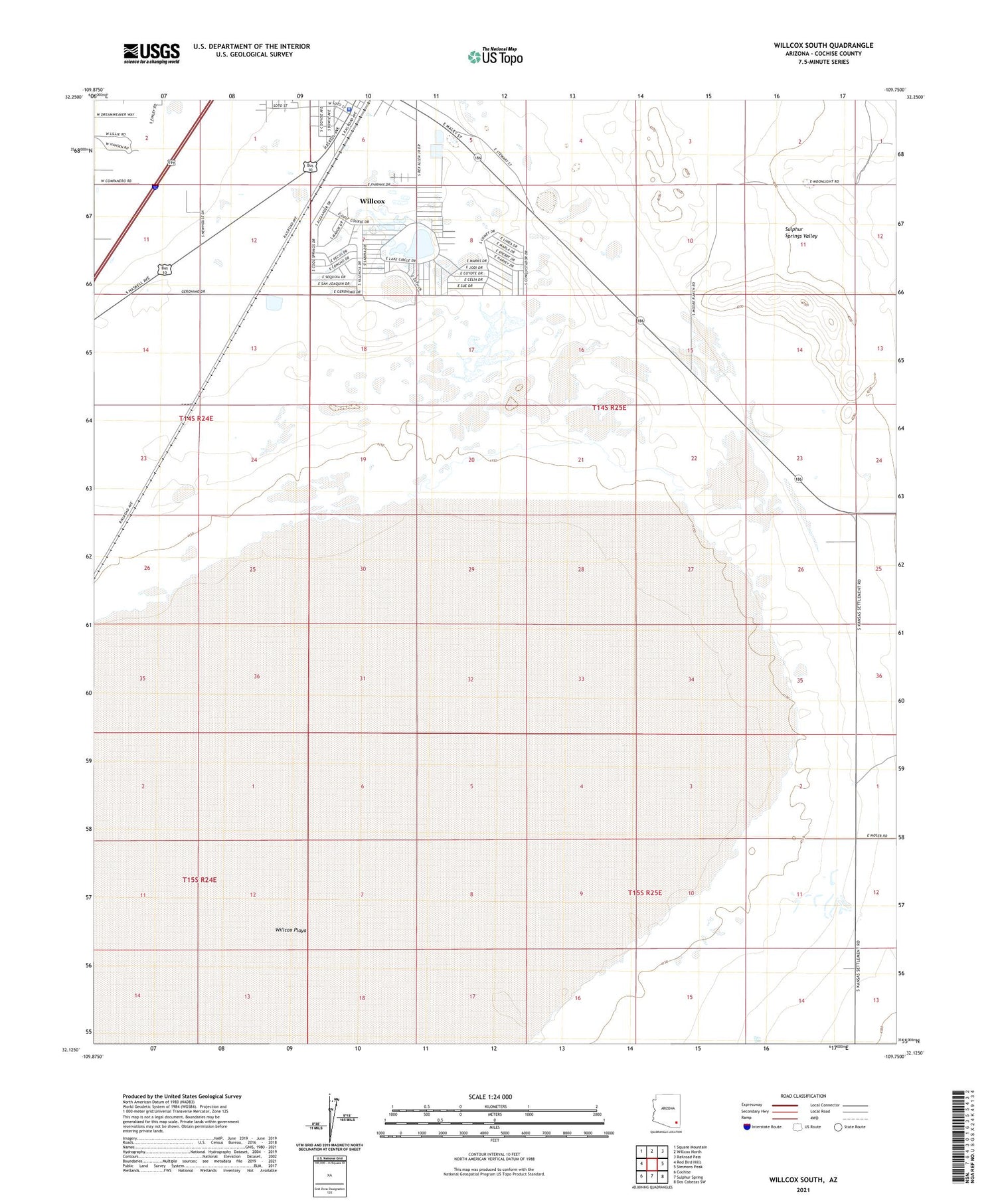 Willcox South Arizona US Topo Map Image