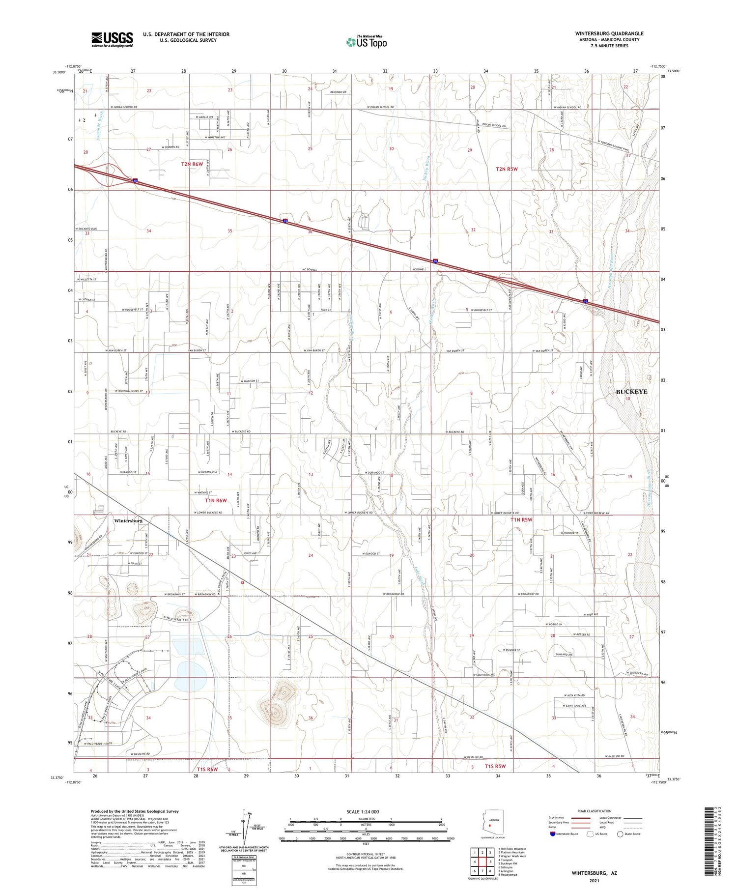 Wintersburg Arizona US Topo Map Image