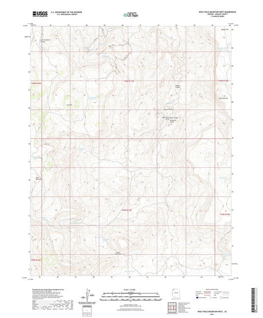 Wolf Hole Mountain West Arizona US Topo Map Image
