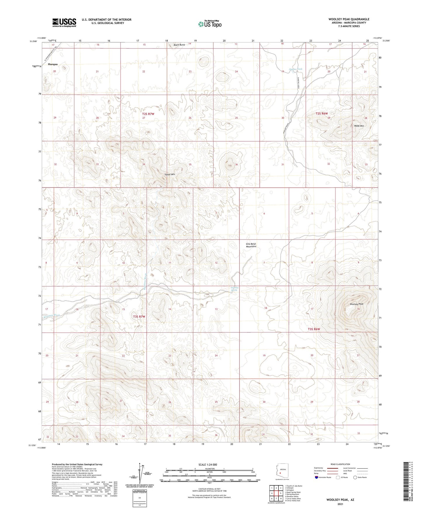 Woolsey Peak Arizona US Topo Map Image