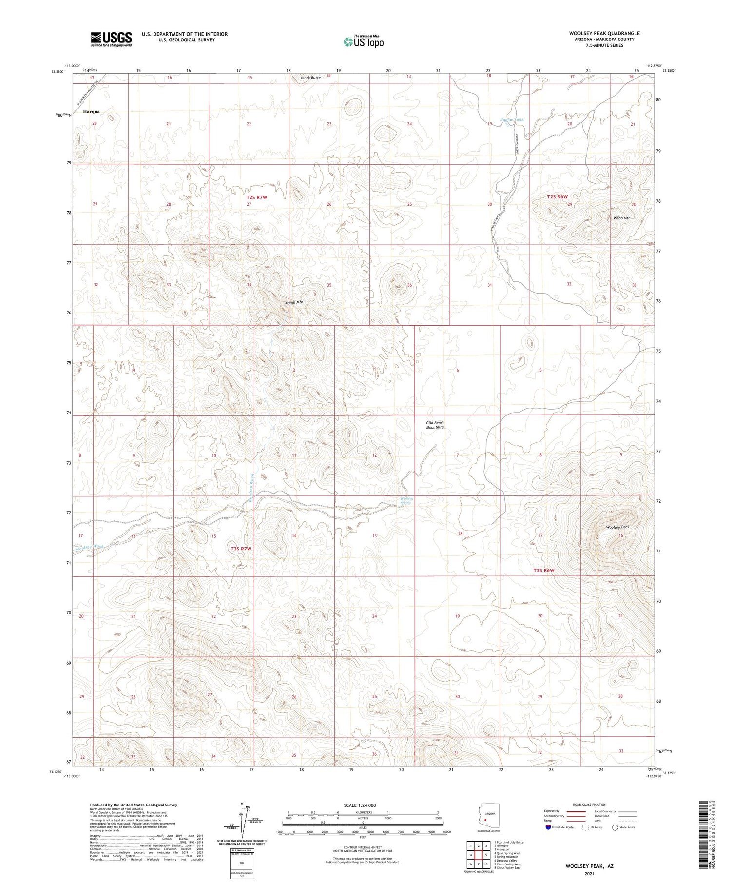 Woolsey Peak Arizona US Topo Map Image