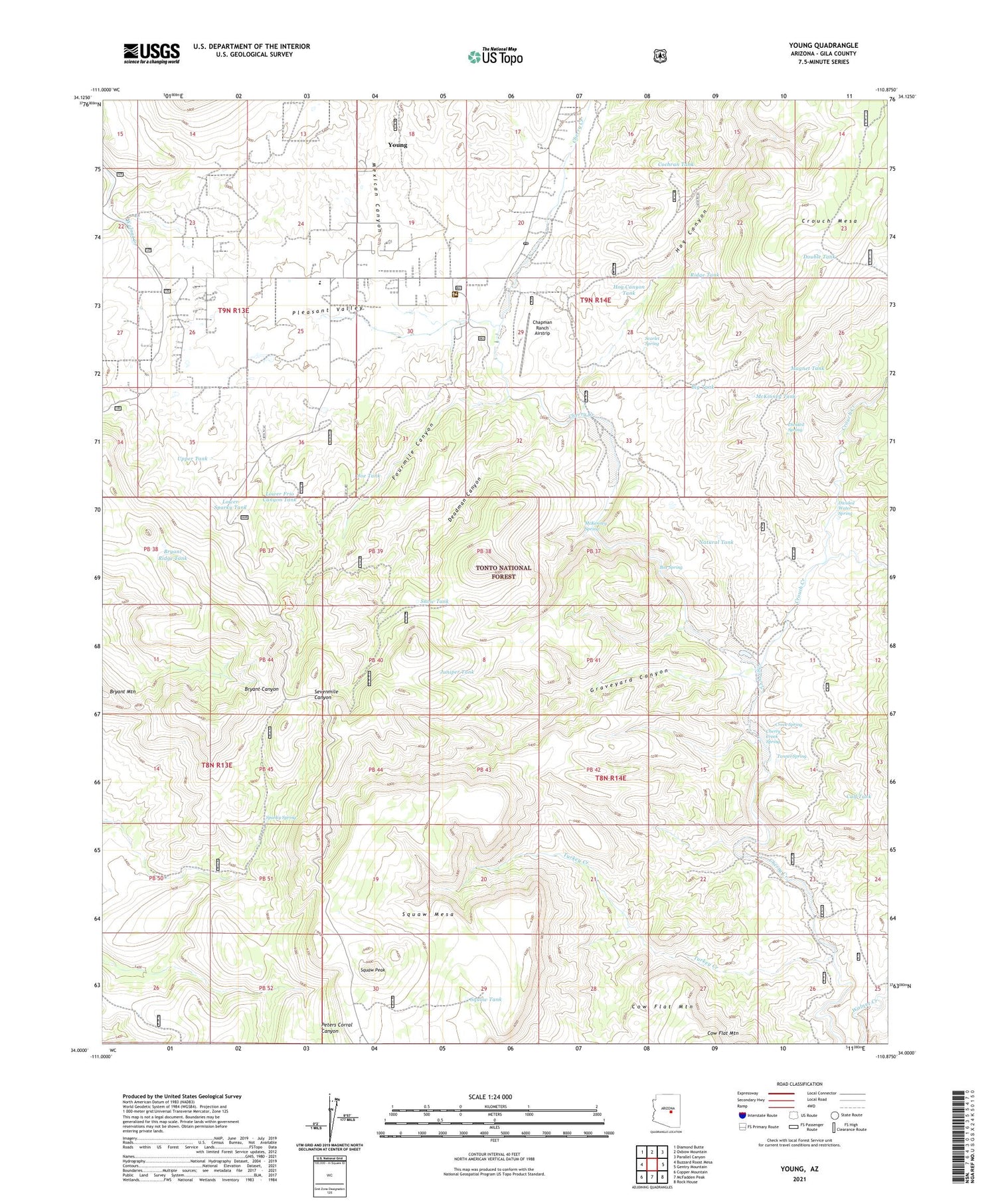 Young Arizona US Topo Map Image